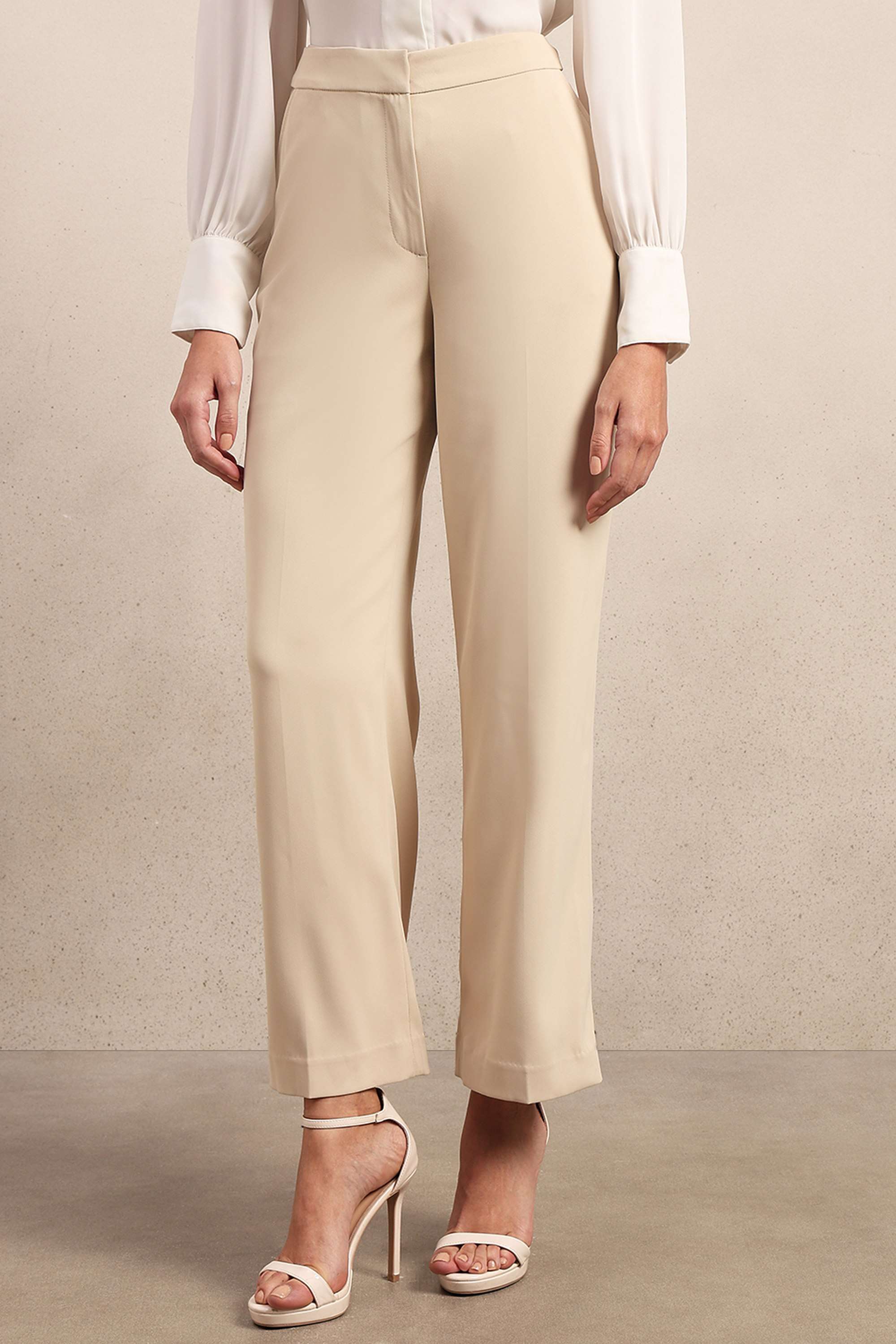 Solid-Ankle-Length-Blended-Fabric-Woven-Women-Pant