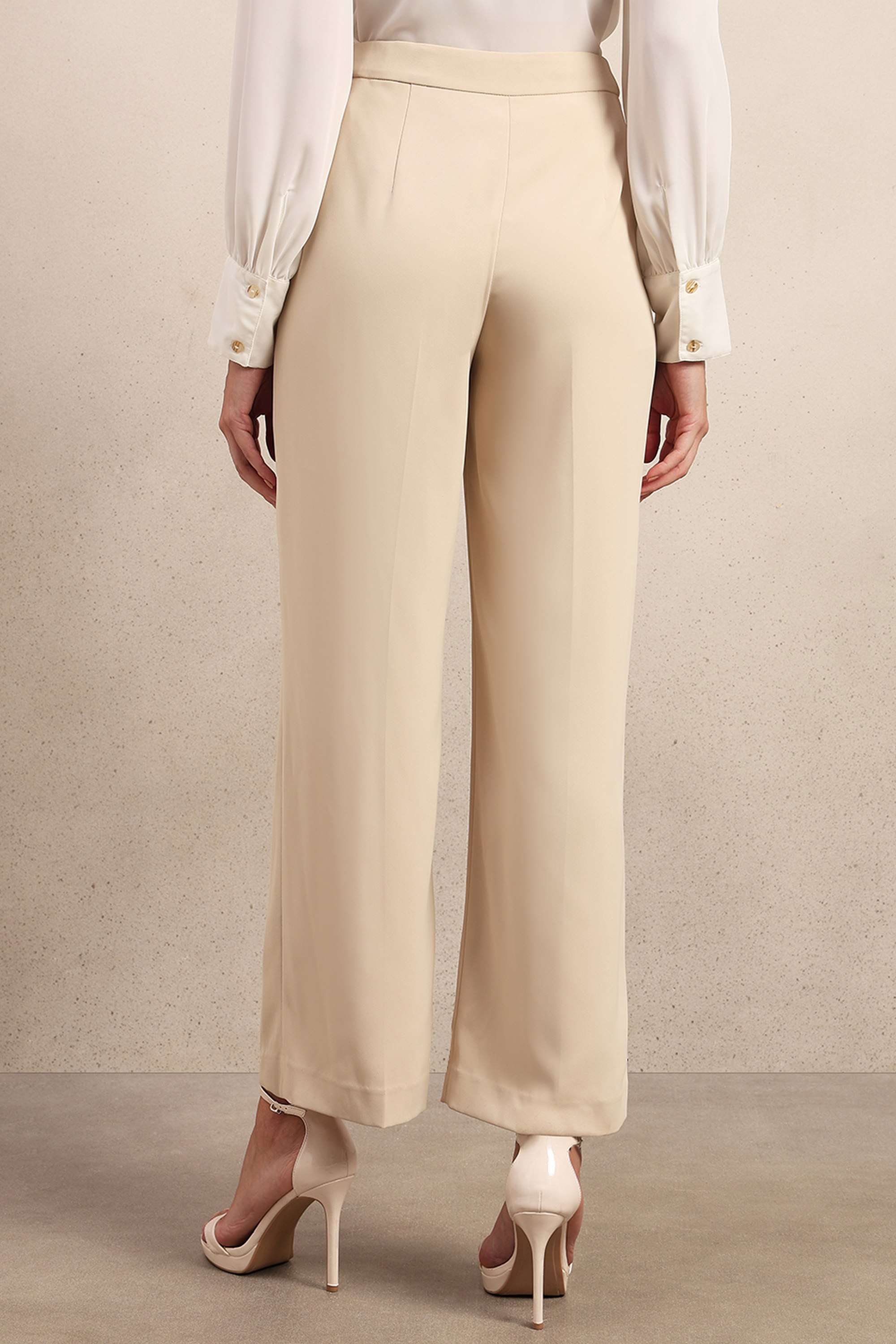 Solid-Ankle-Length-Blended-Fabric-Woven-Women-Pant
