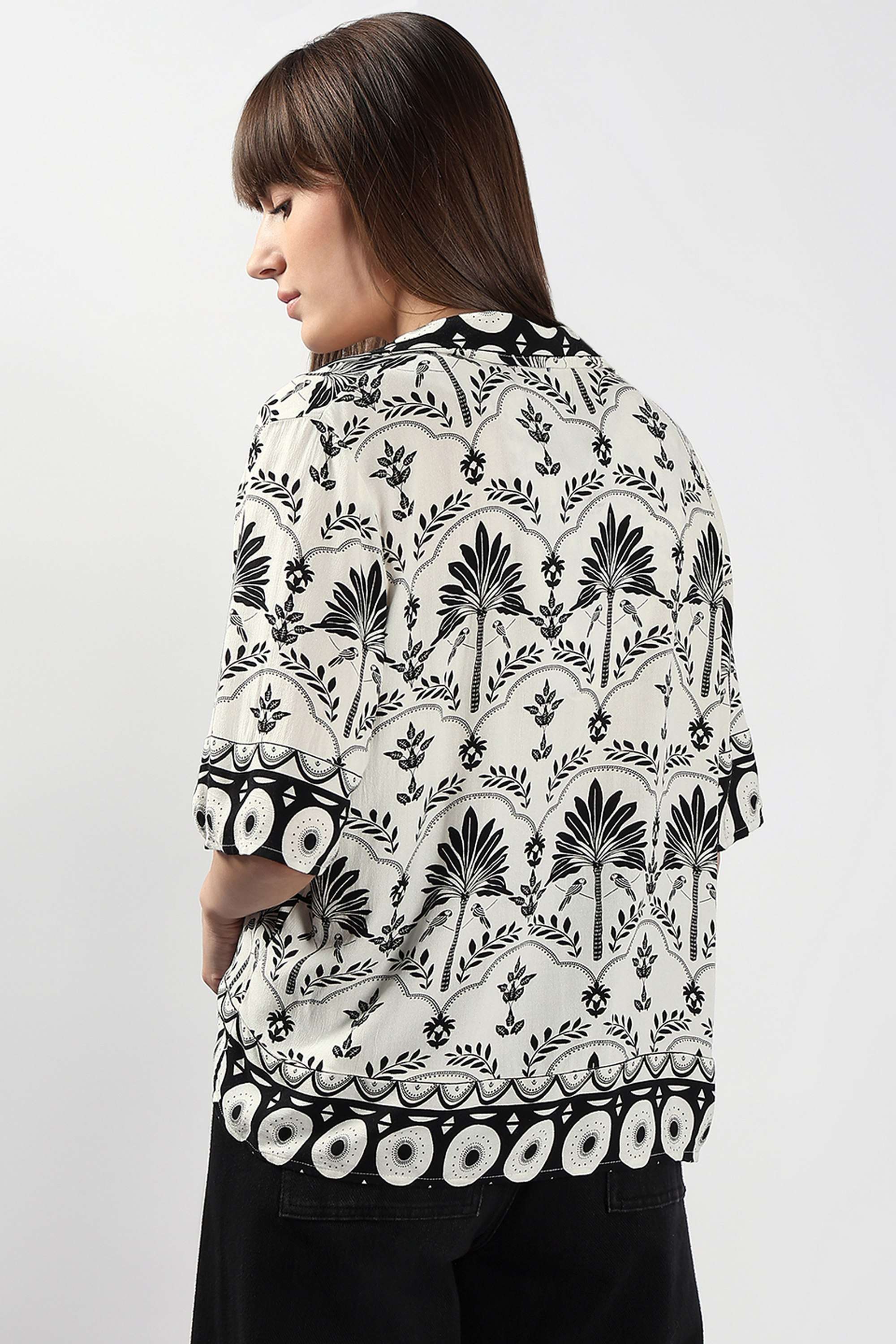Printed-V-Neck-Viscose-Women-s-Casual-Wear-Shirt