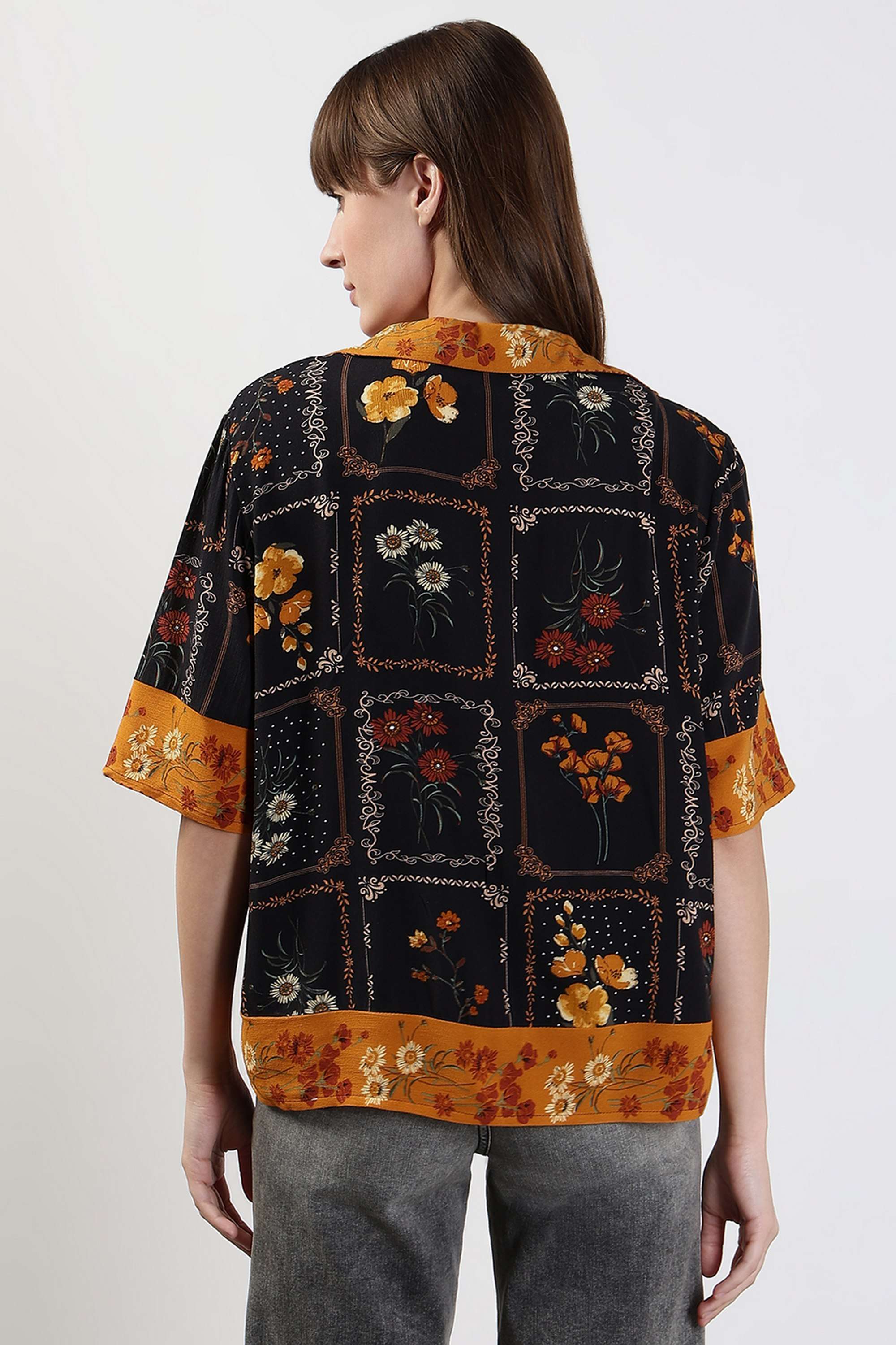Printed-V-Neck-Viscose-Women-s-Casual-Wear-Shirt
