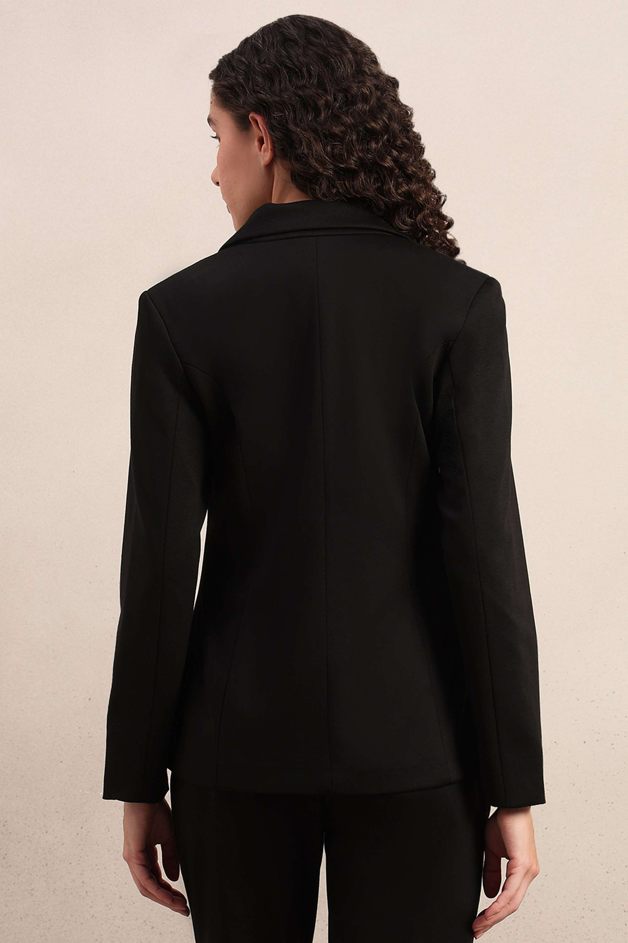 Solid-Collared-Blended-Fabric-Women-s-Formal-Wear-Blazer