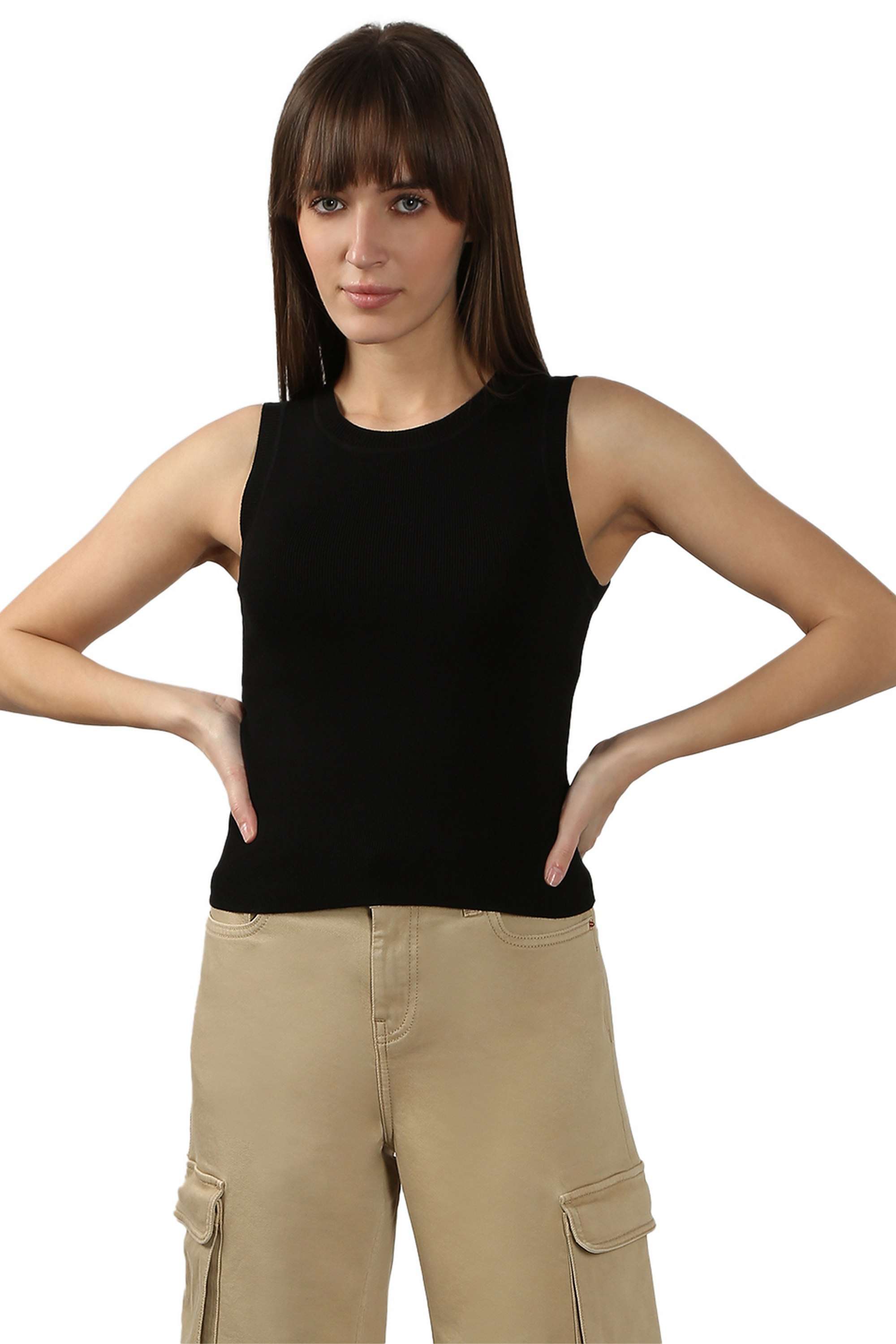 Solid-Blended-Fabric-Regular-Fit-Women-s-Top