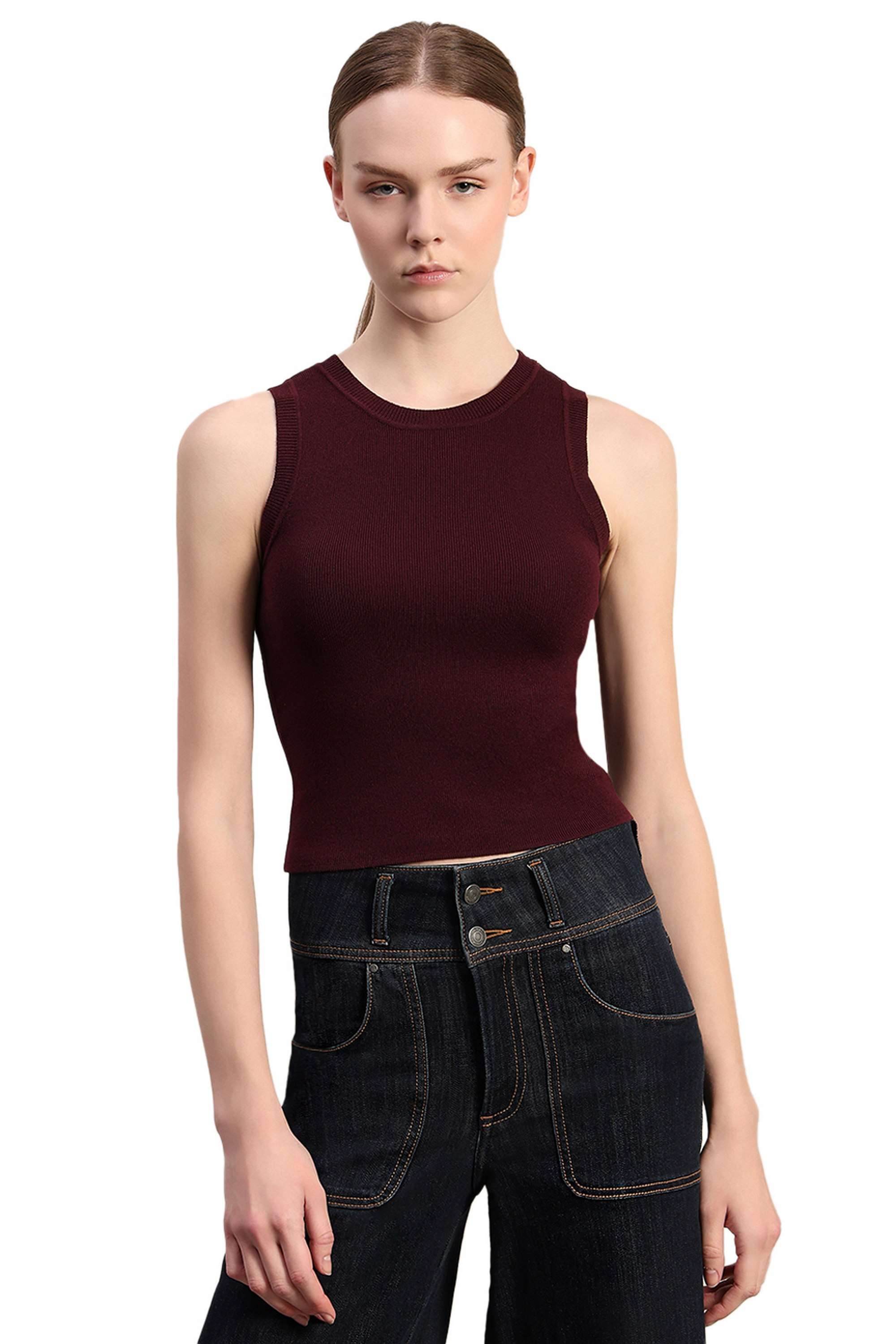 Solid-Blended-Fabric-Regular-Fit-Women-s-Top