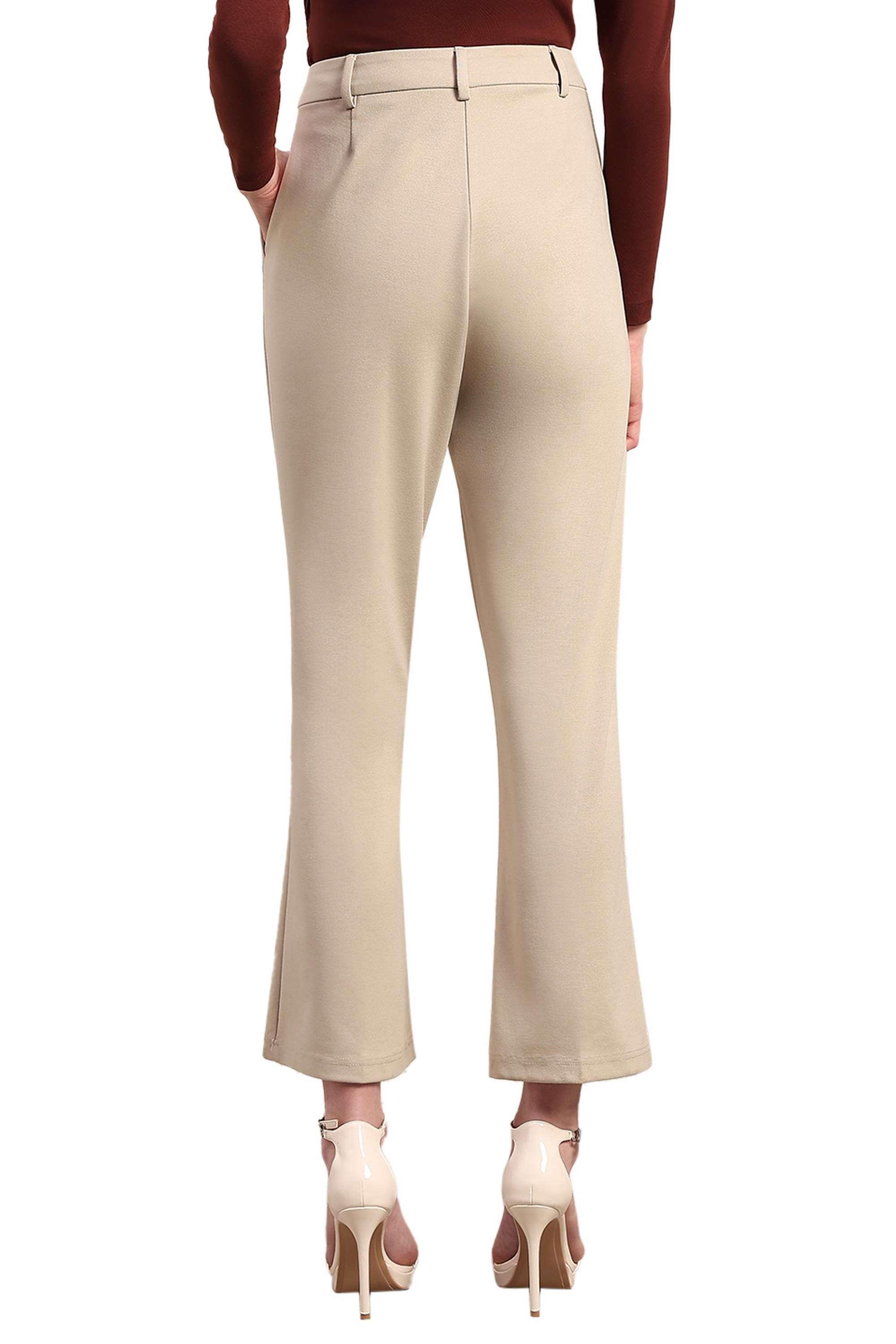 Solid-Blended-Fabric-Regular-Fit-Women-s-Pants