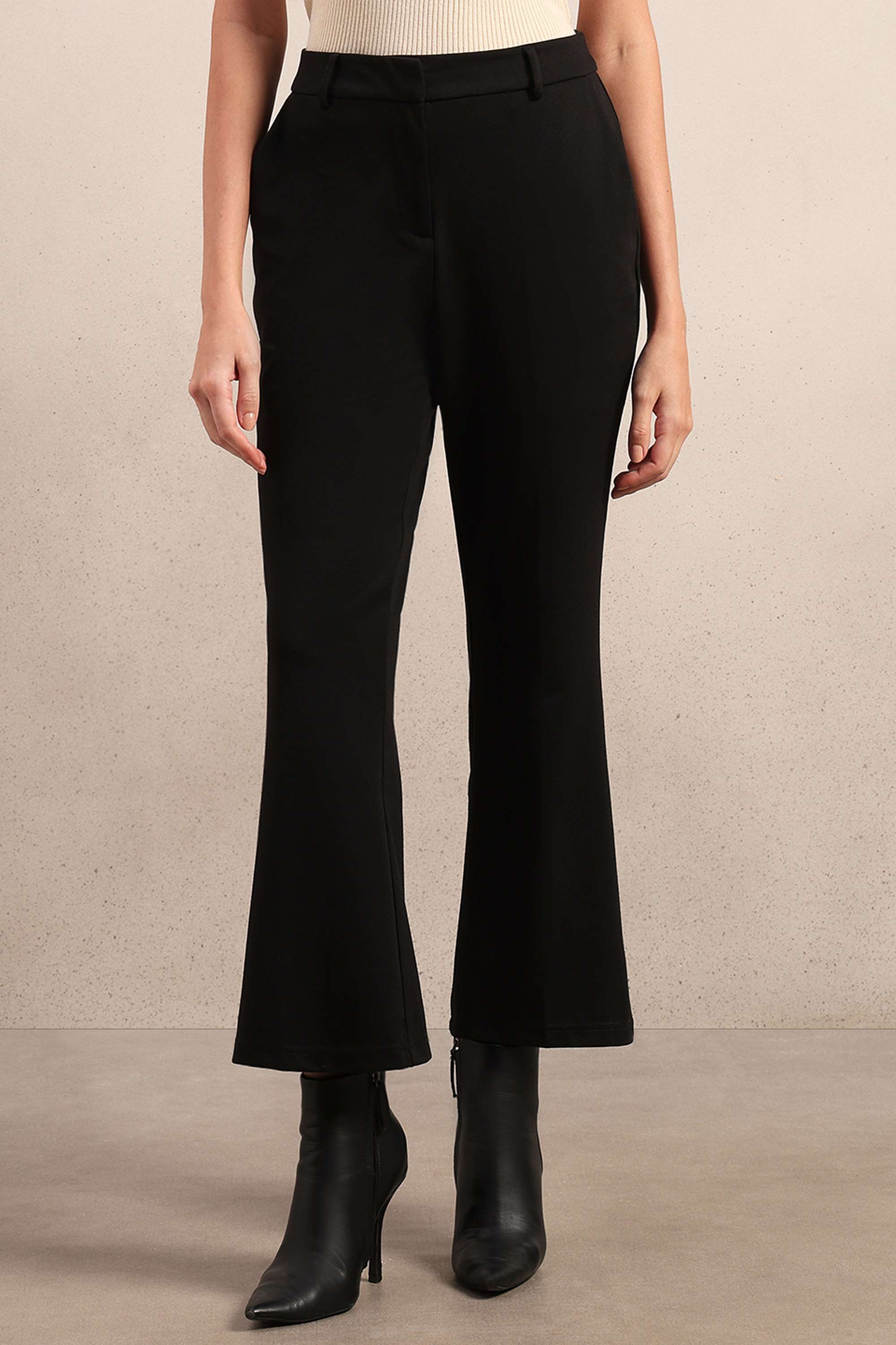 Solid-Full-Length-Blended-Fabric-Woven-Women-Pant
