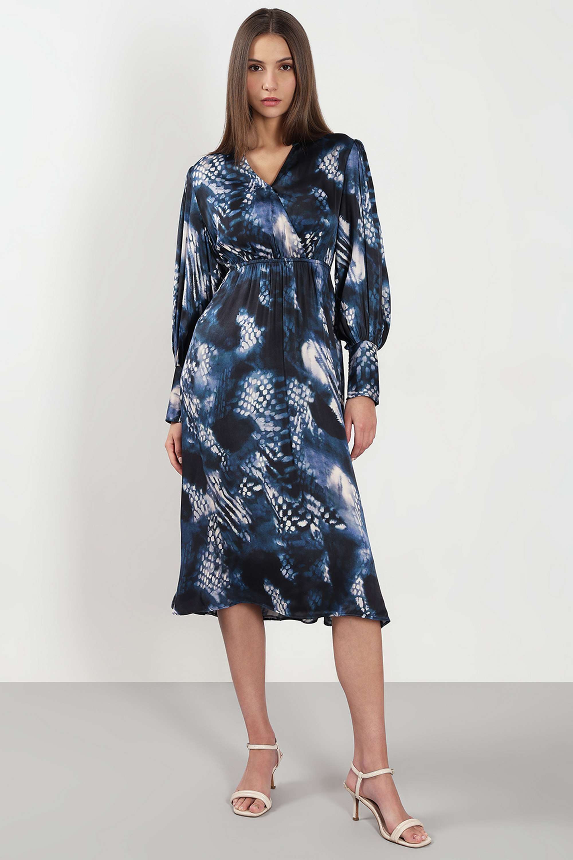 Printed-V-Neck-Viscose-Women-s-Dress