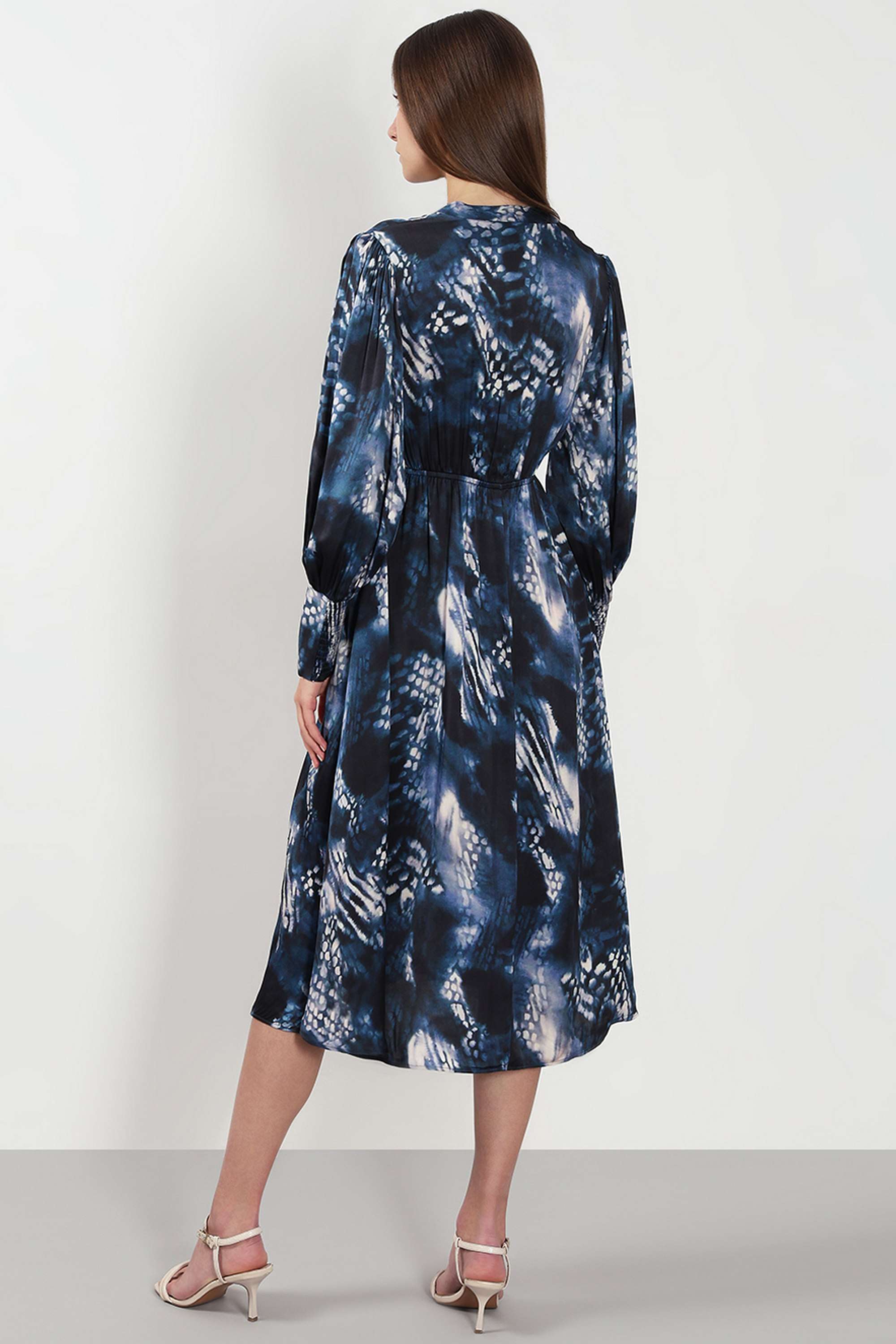 Printed-V-Neck-Viscose-Women-s-Dress