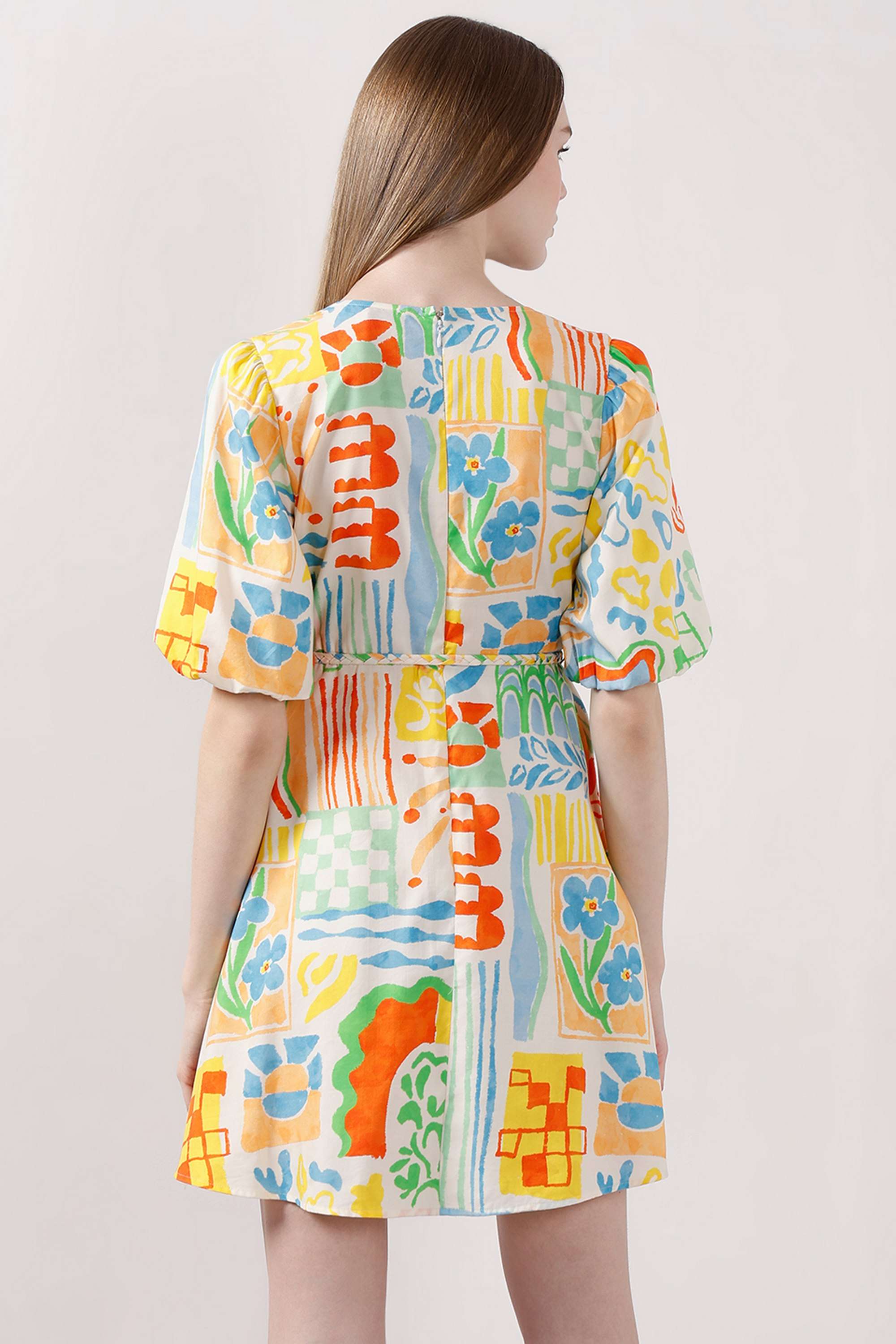 Printed-V-Neck-Viscose-Women-s-Dress
