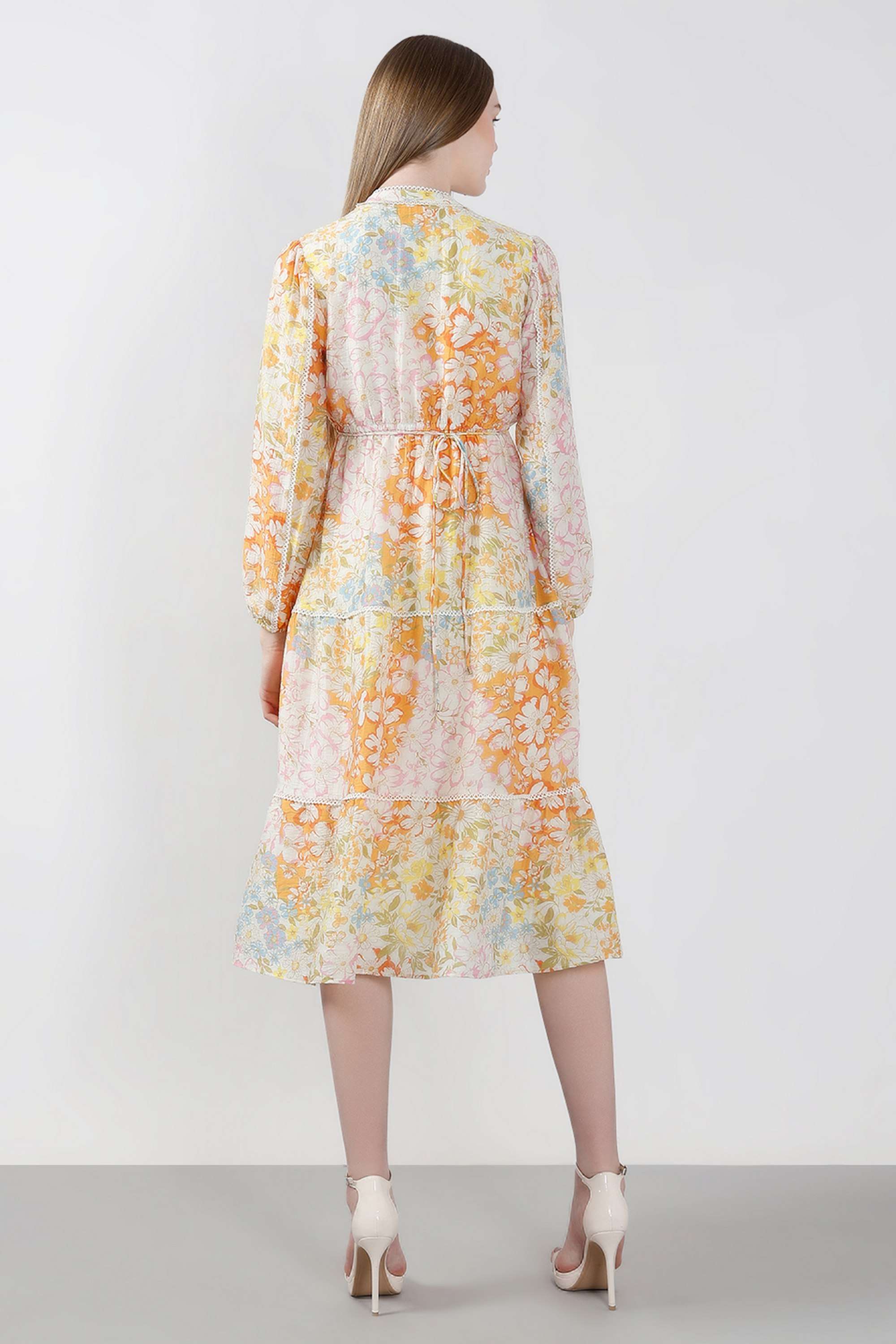 Printed-V-Neck-Viscose-Women-s-Dress