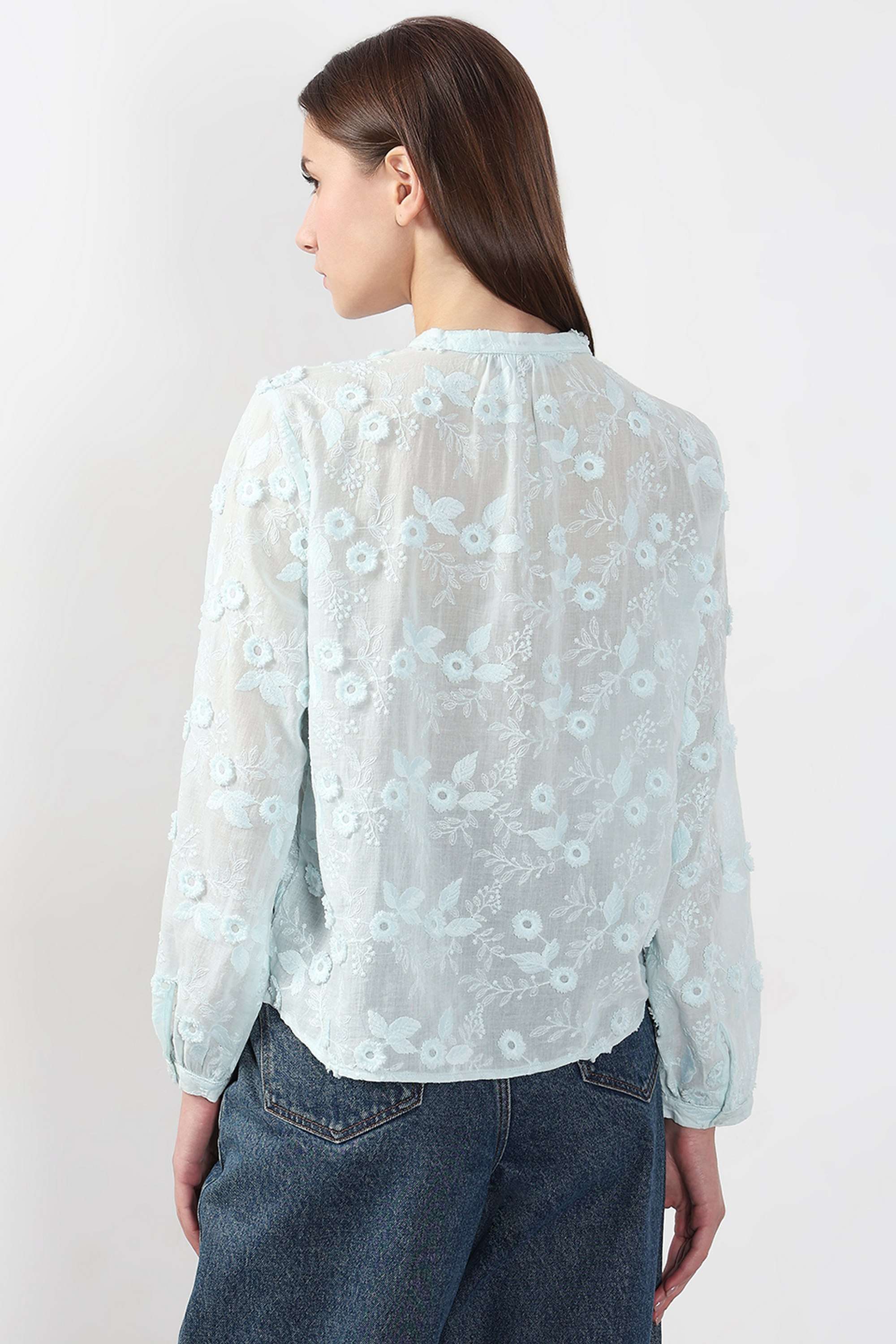 Textured-Round-Neck-Cotton-Women-s-Casual-Wear-Shirt