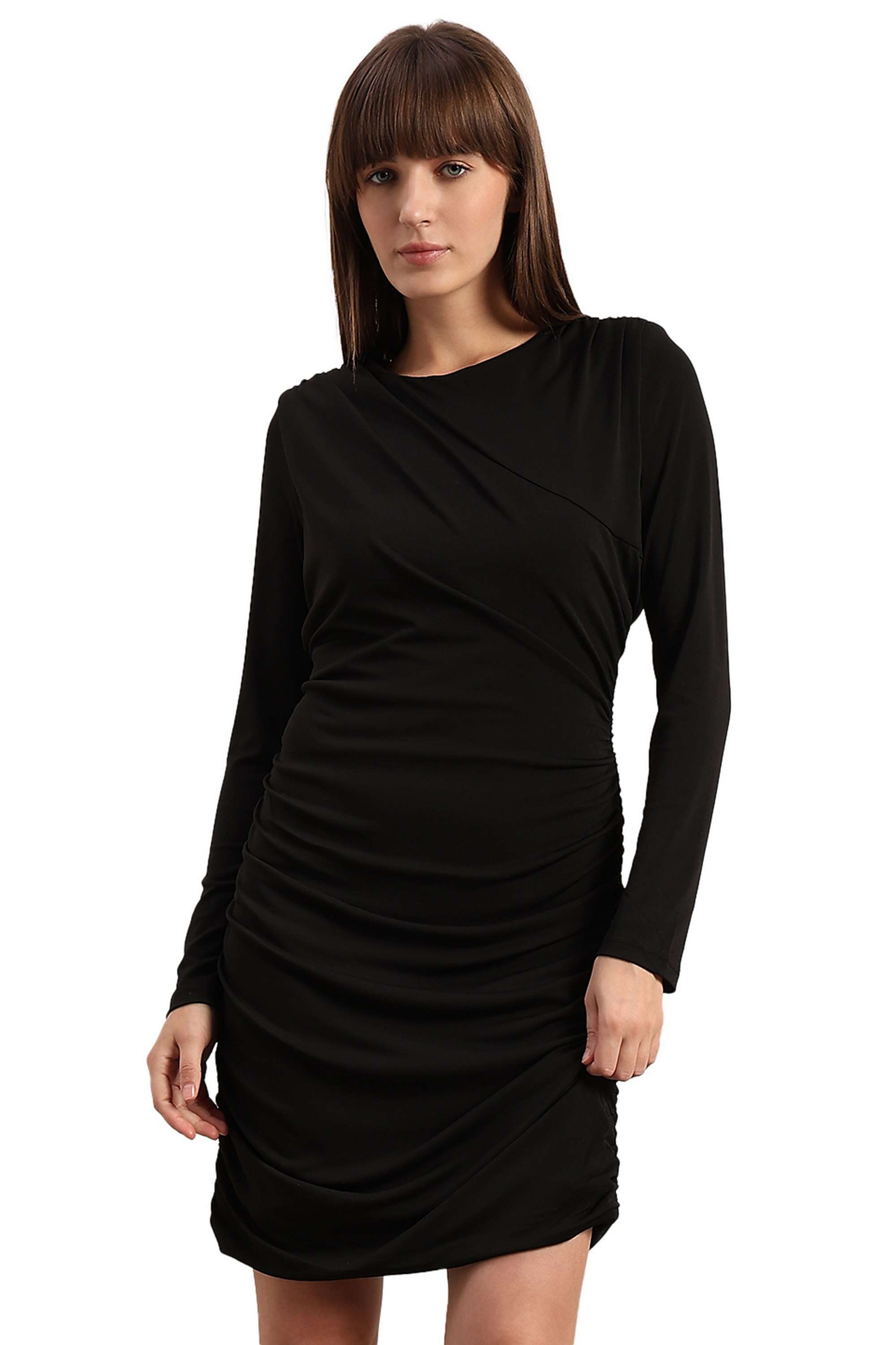 Solid-Blended-Fabric-Regular-Fit-Women-s-Dress