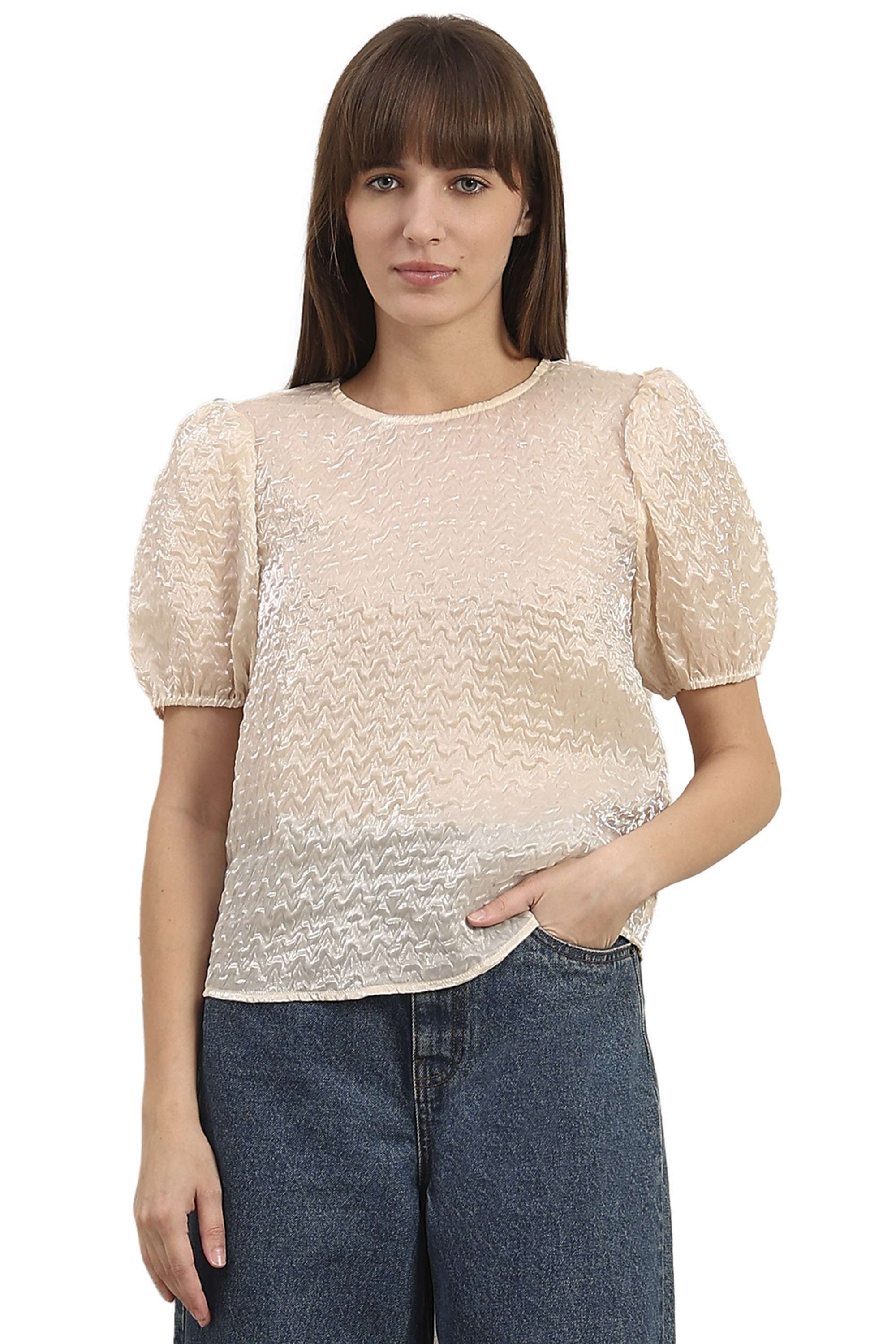 Solid-Blended-Fabric-Regular-Fit-Women-s-Top