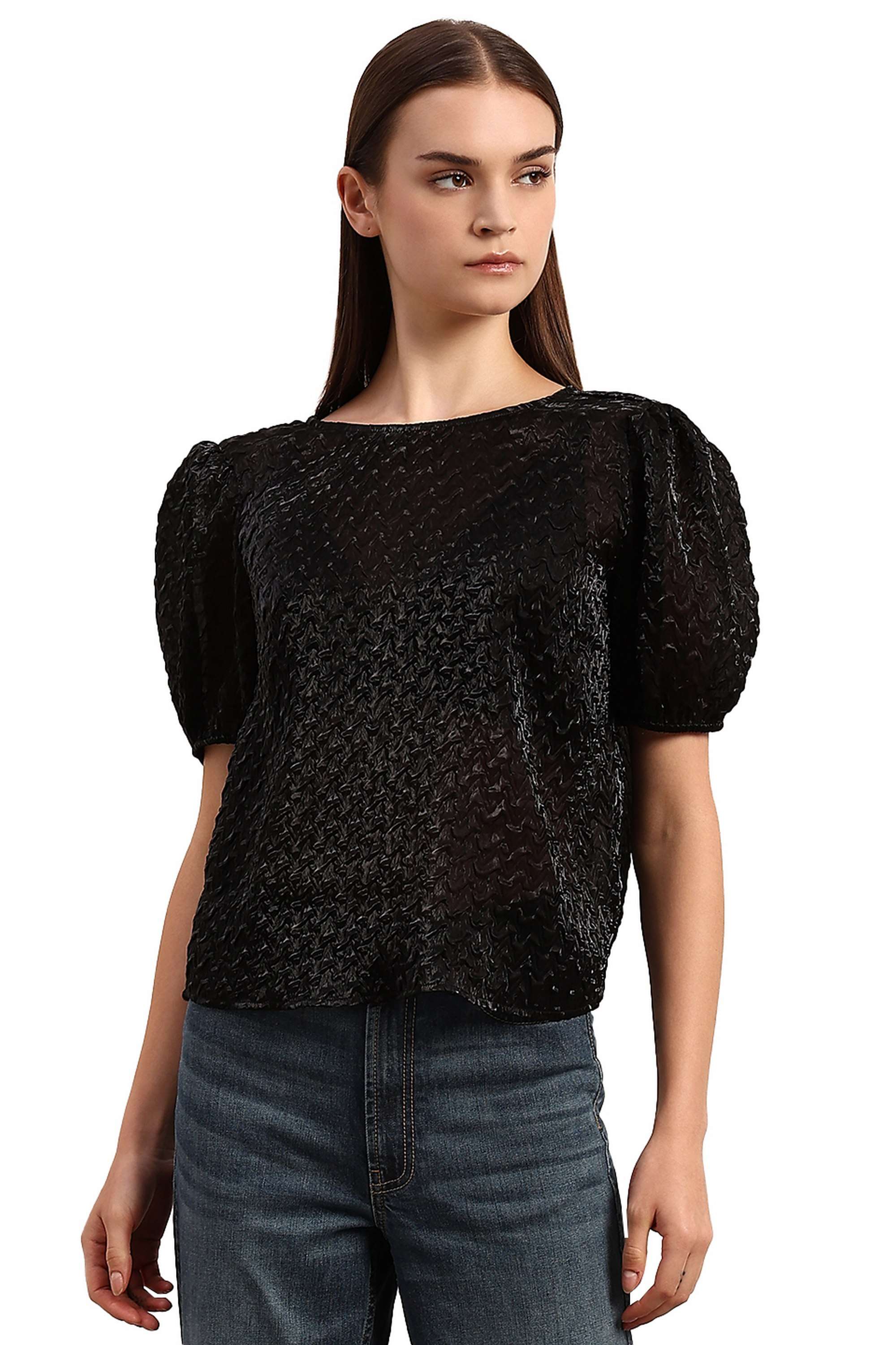 Solid-Blended-Fabric-Regular-Fit-Women-s-Top