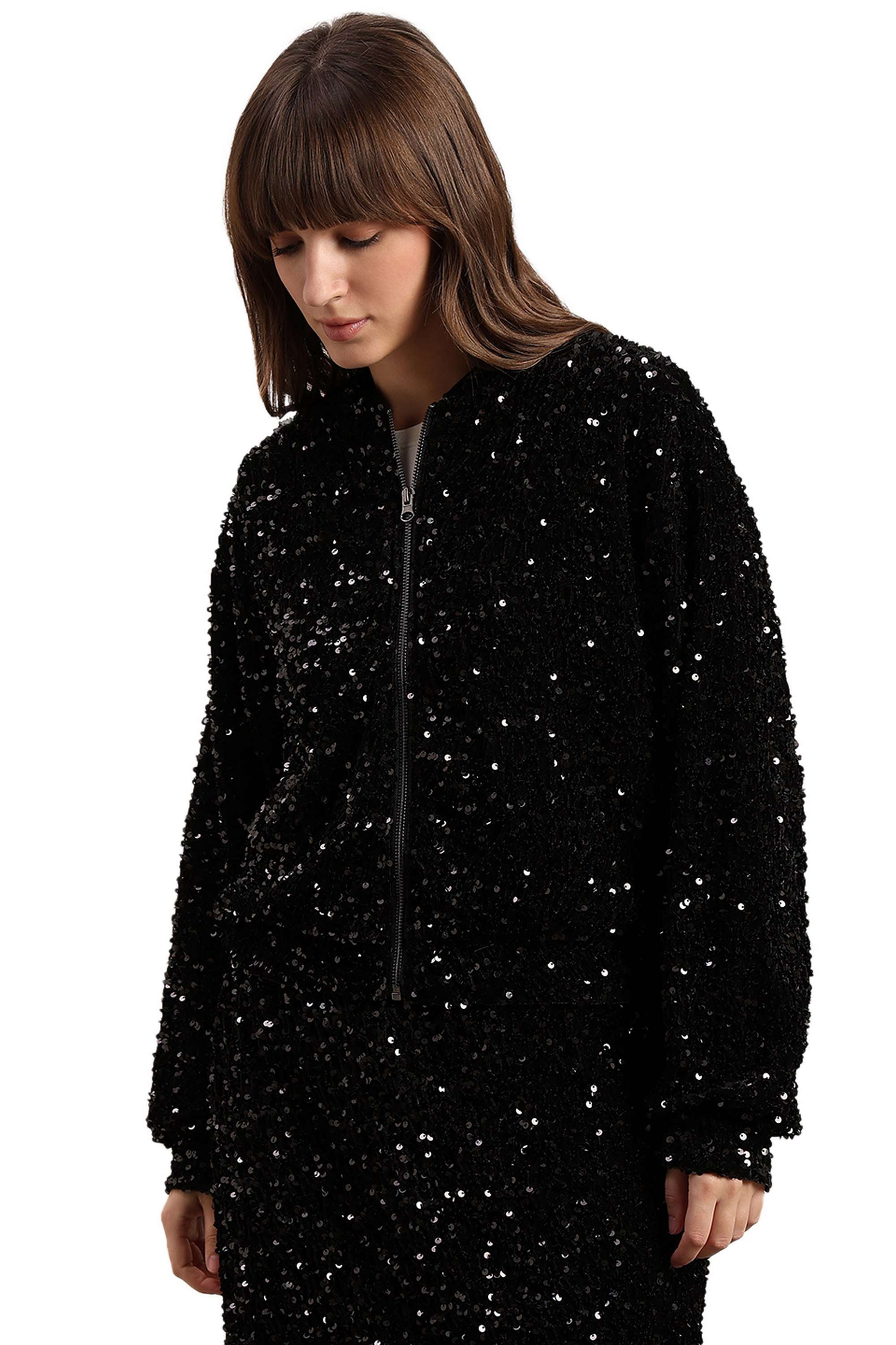 Solid-Blended-Fabric-Regular-Fit-Women-s-Jacket