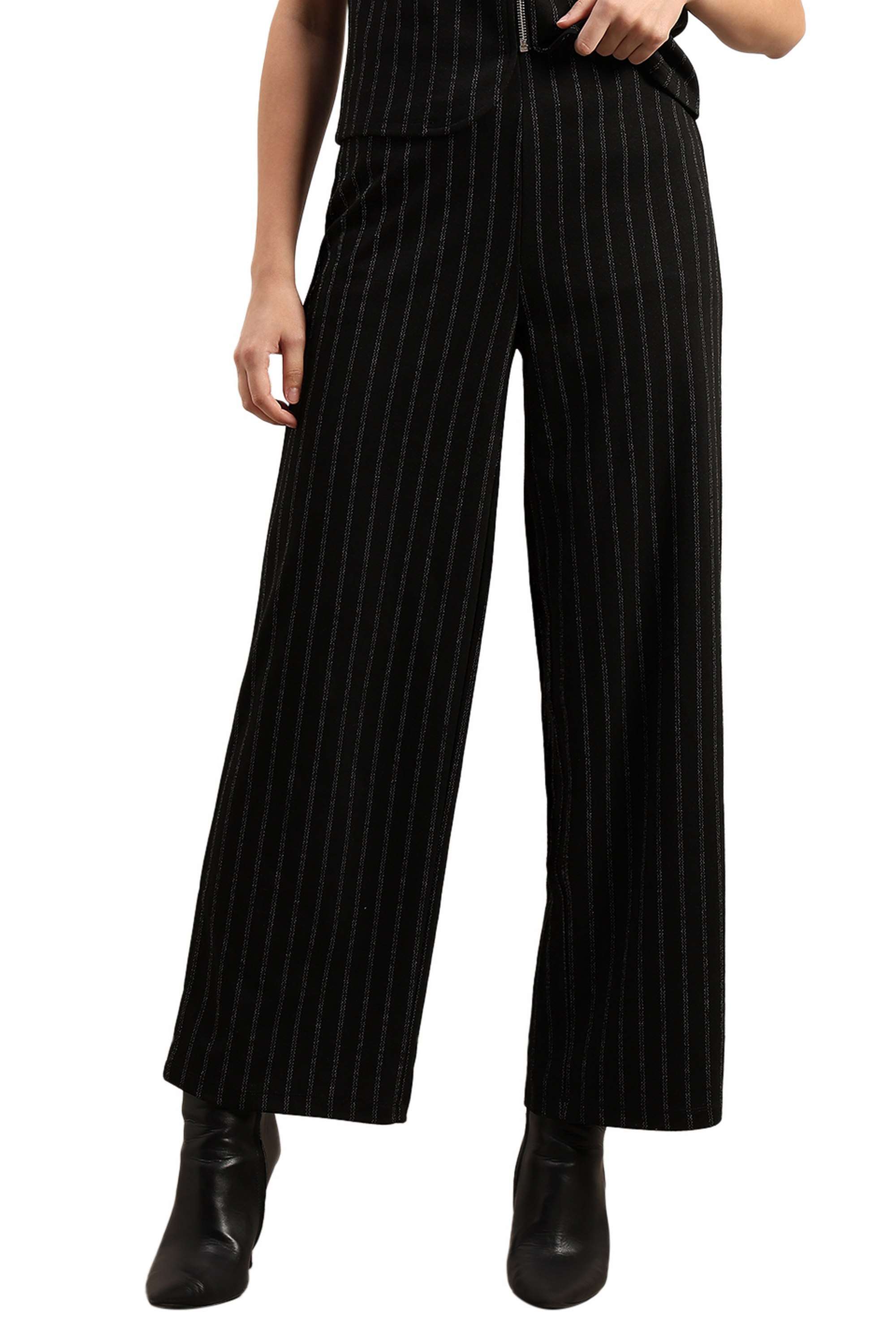 Solid-Blended-Fabric-Regular-Fit-Women-s-Pants
