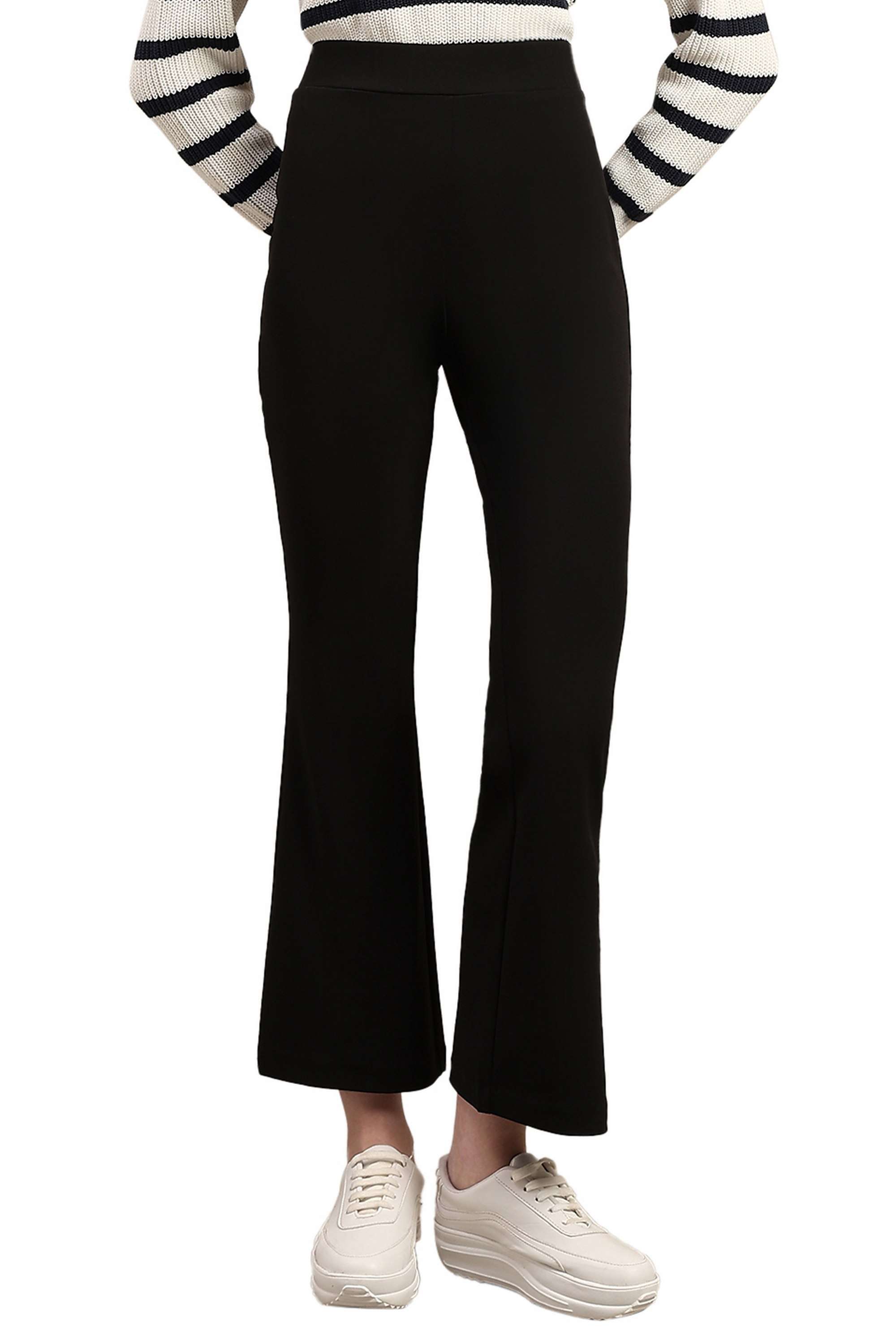 Solid-Blended-Fabric-Regular-Fit-Women-s-Pants