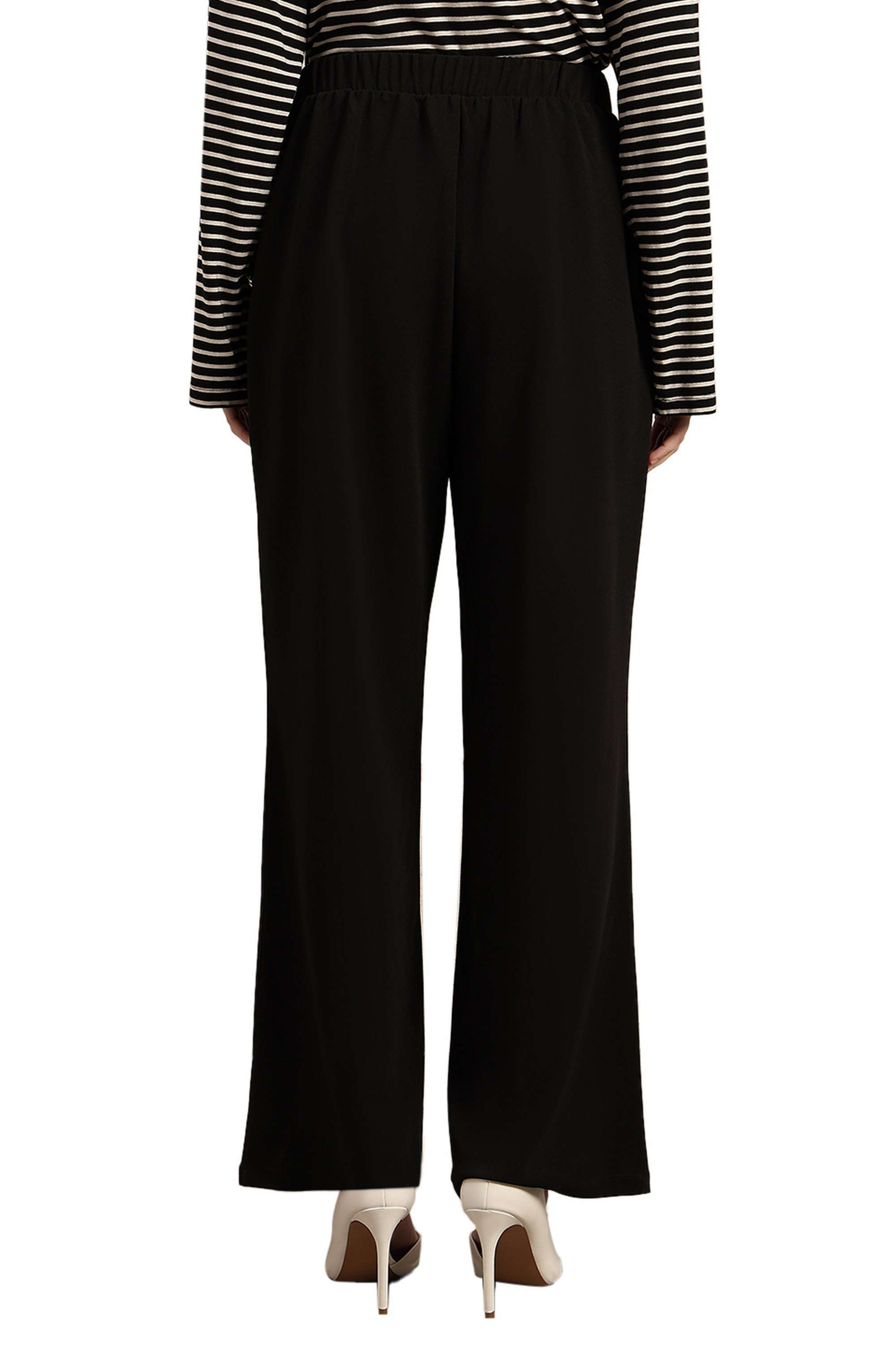 Solid-Polyester-Straight-Fit-Women-s-Pants
