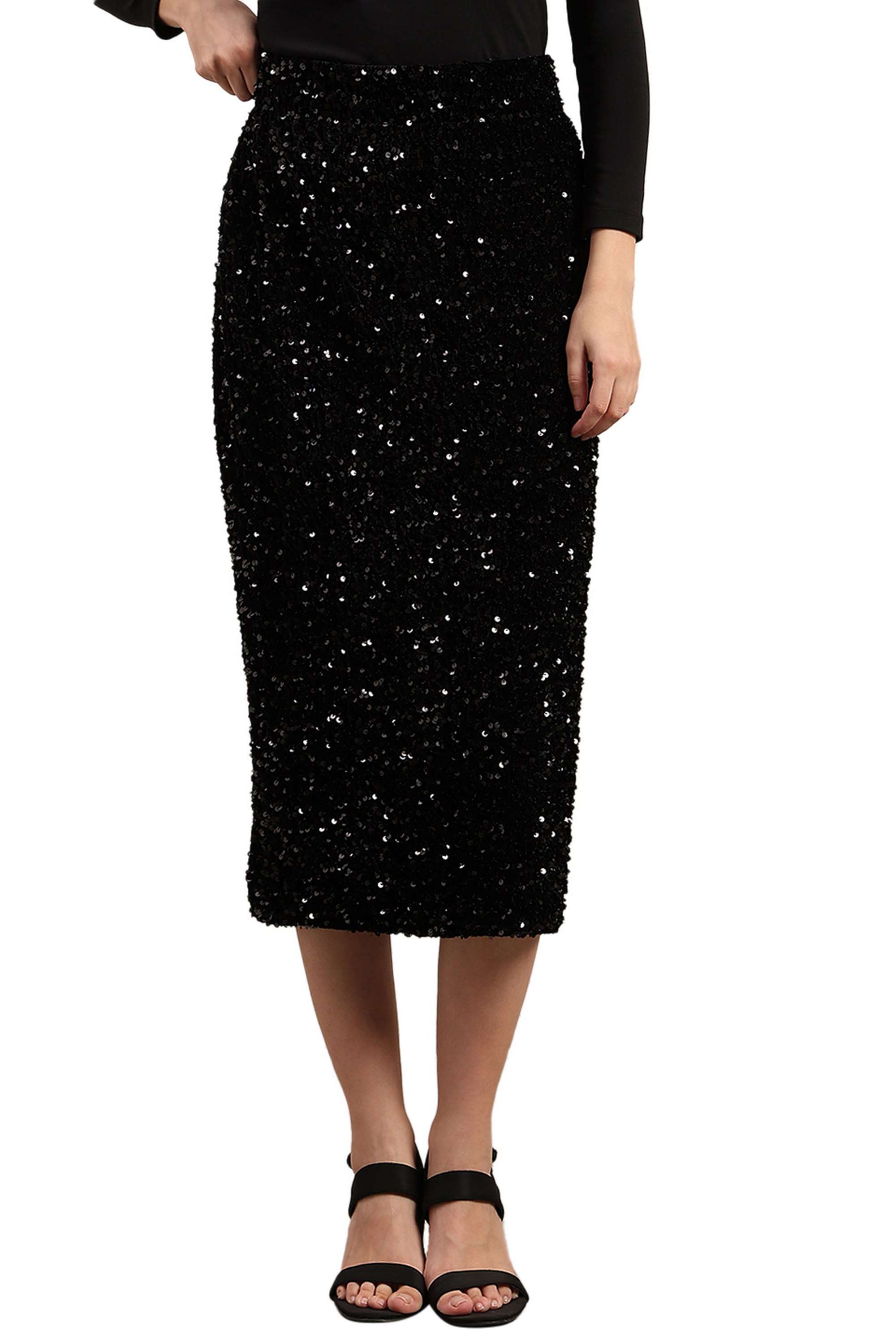 Solid-Blended-Fabric-Regular-Fit-Women-s-Skirt