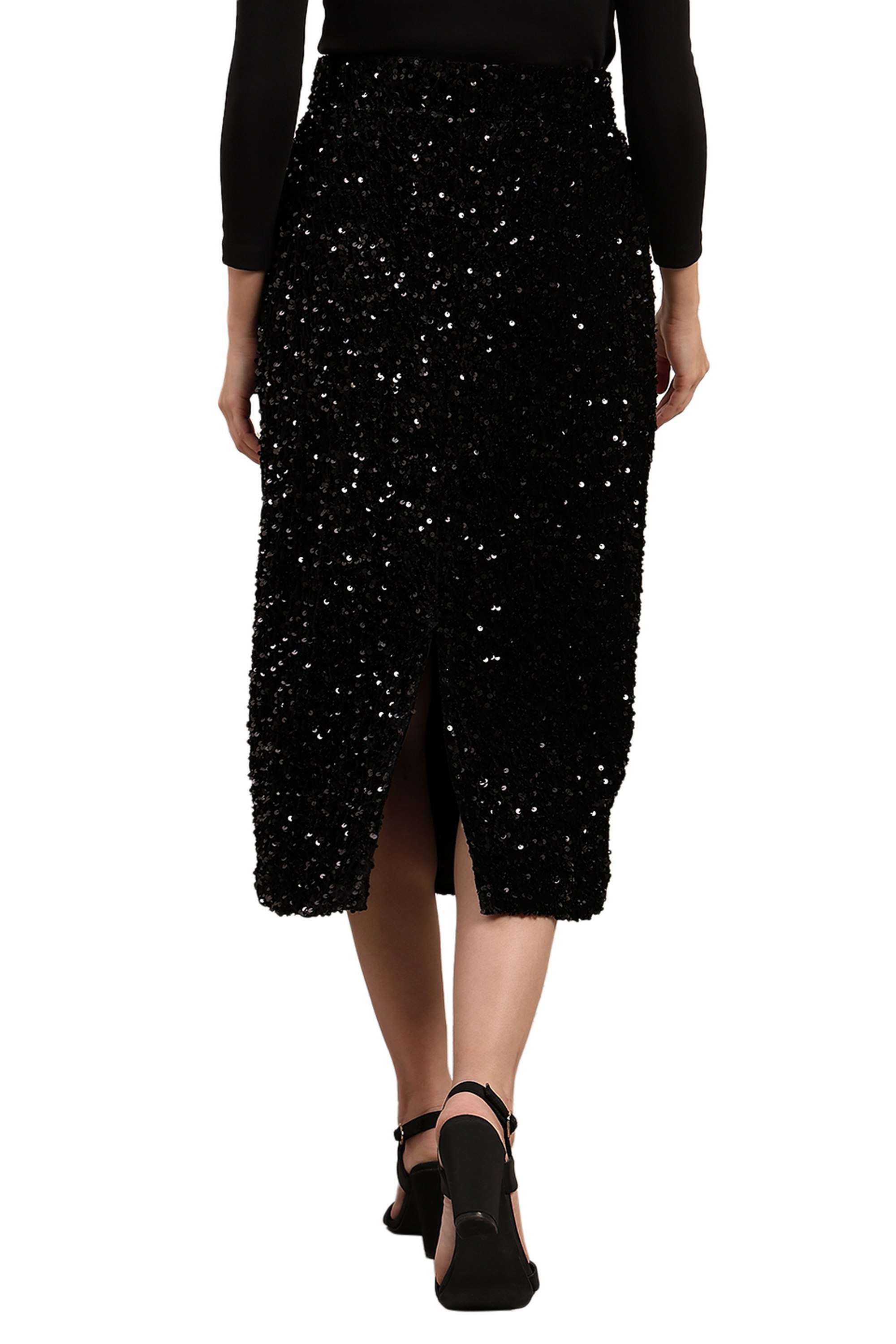 Solid-Blended-Fabric-Regular-Fit-Women-s-Skirt