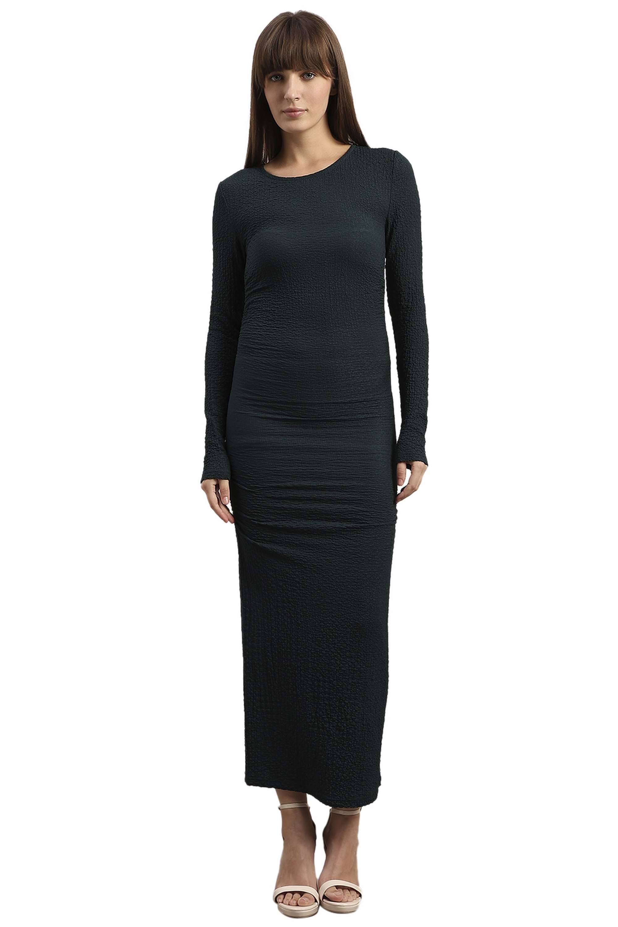 Solid-Blended-Fabric-Regular-Fit-Women-s-Dress