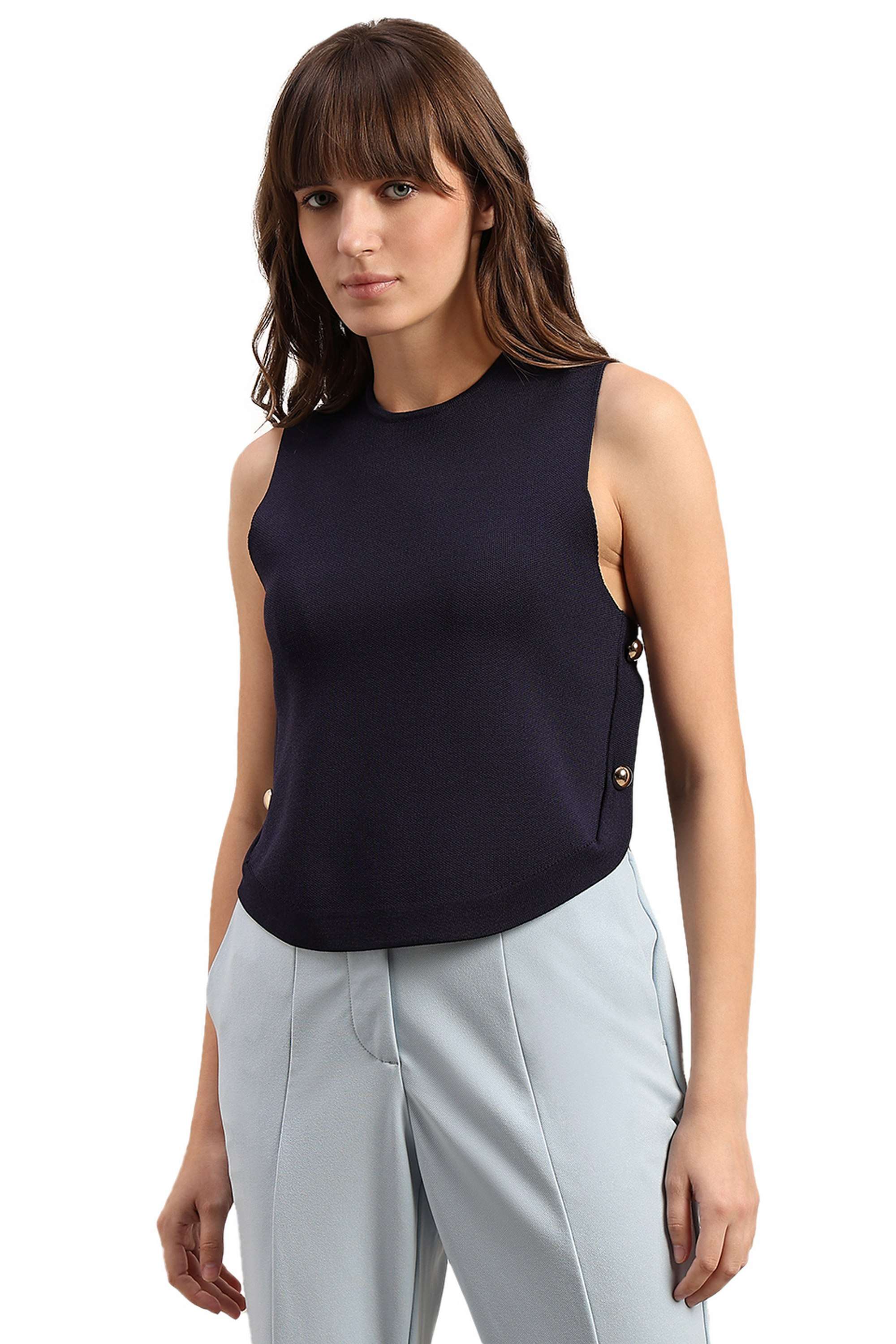 Solid-Blended-Fabric-Regular-Fit-Women-s-Top