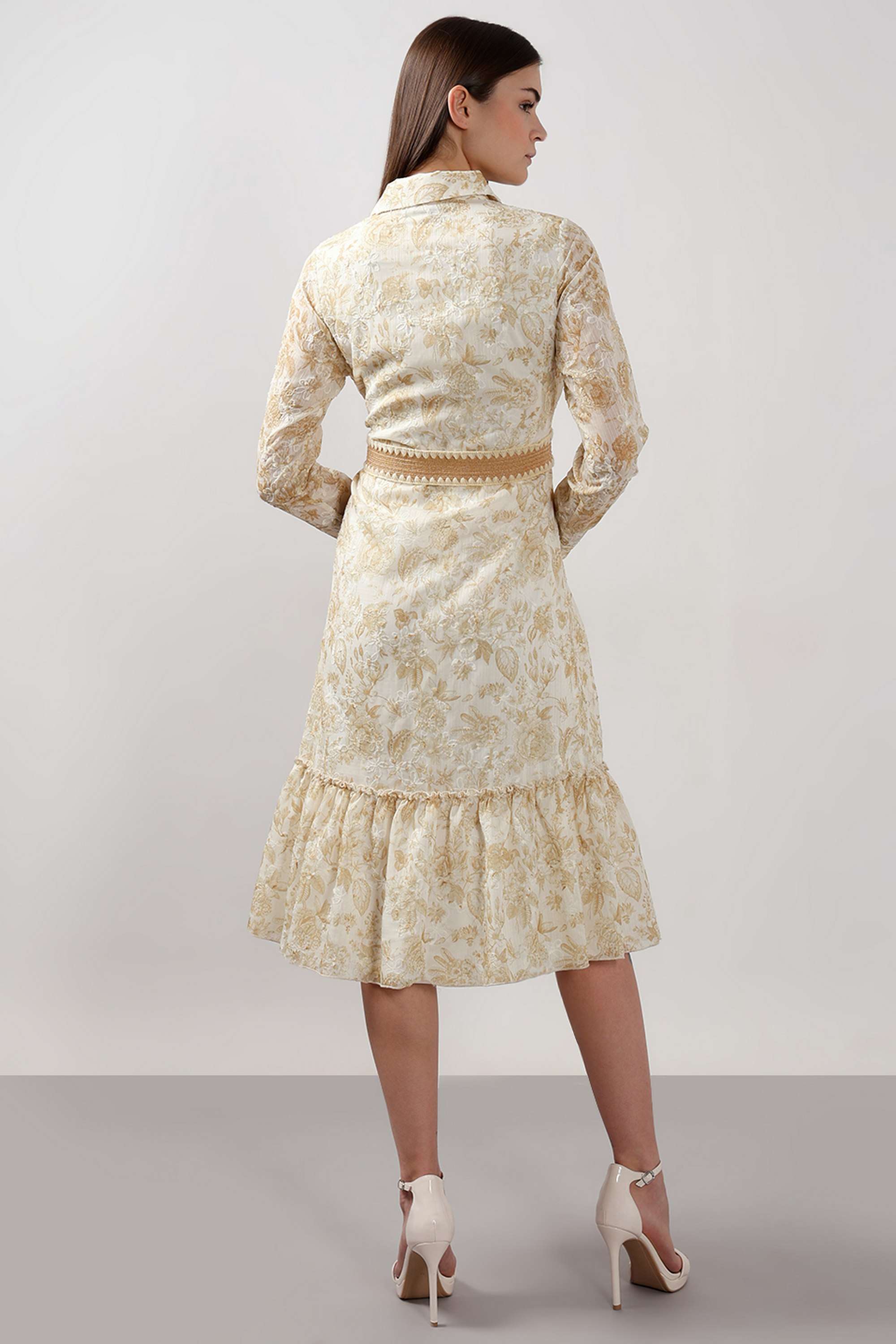 Printed-V-Neck-Polyester-Women-s-Dress