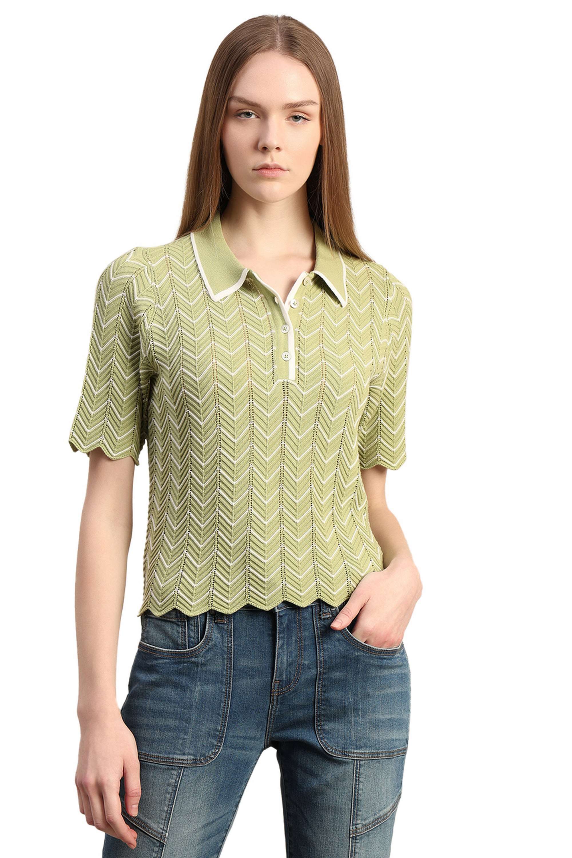 Solid-Blended-Fabric-Regular-Fit-Women-s-Top