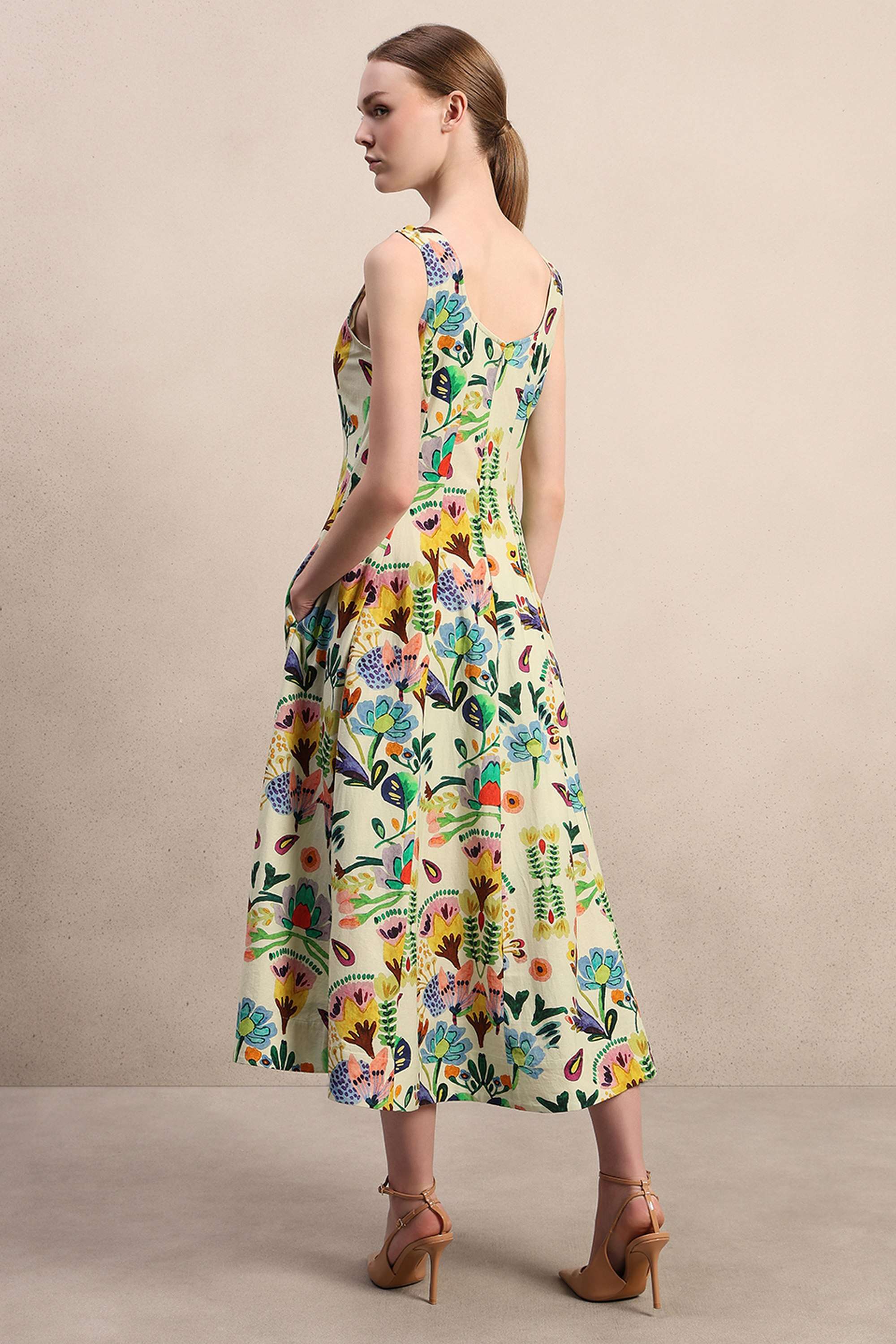 Printed-Square-Neck-Cotton-Women-s-Dress