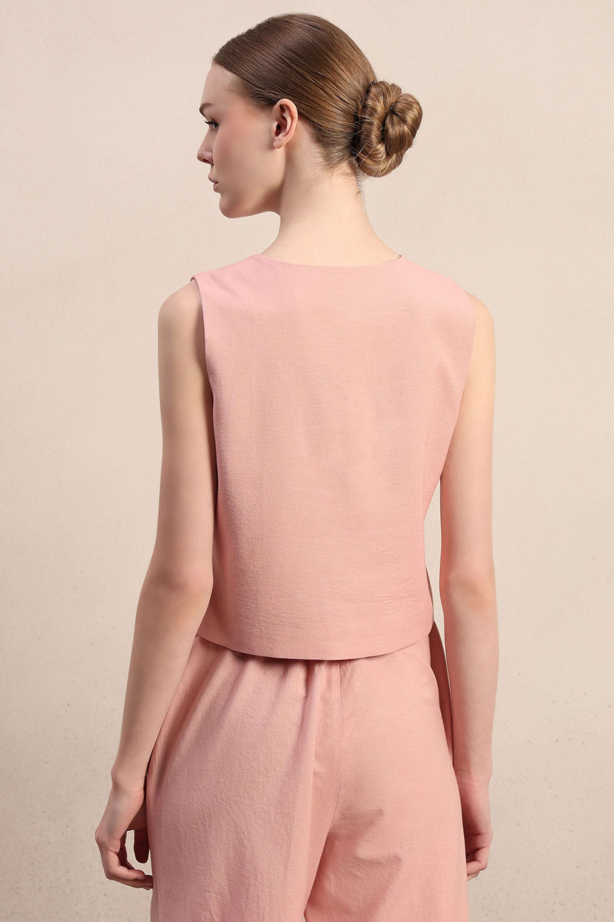 Solid-Cotton-V-Neck-Women-s-Top