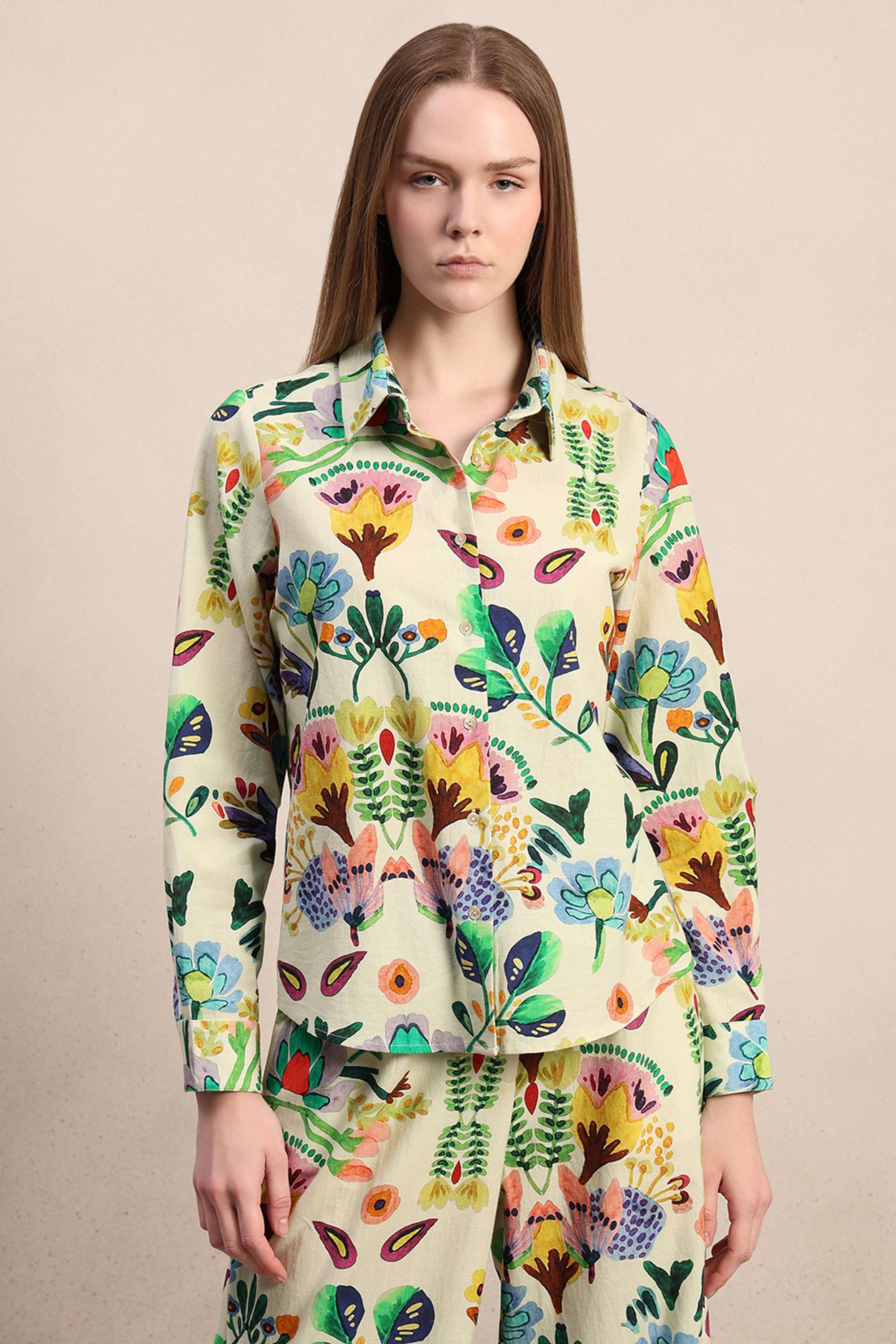 Printed-V-Neck-Cotton-Women-s-Casual-Wear-Shirt