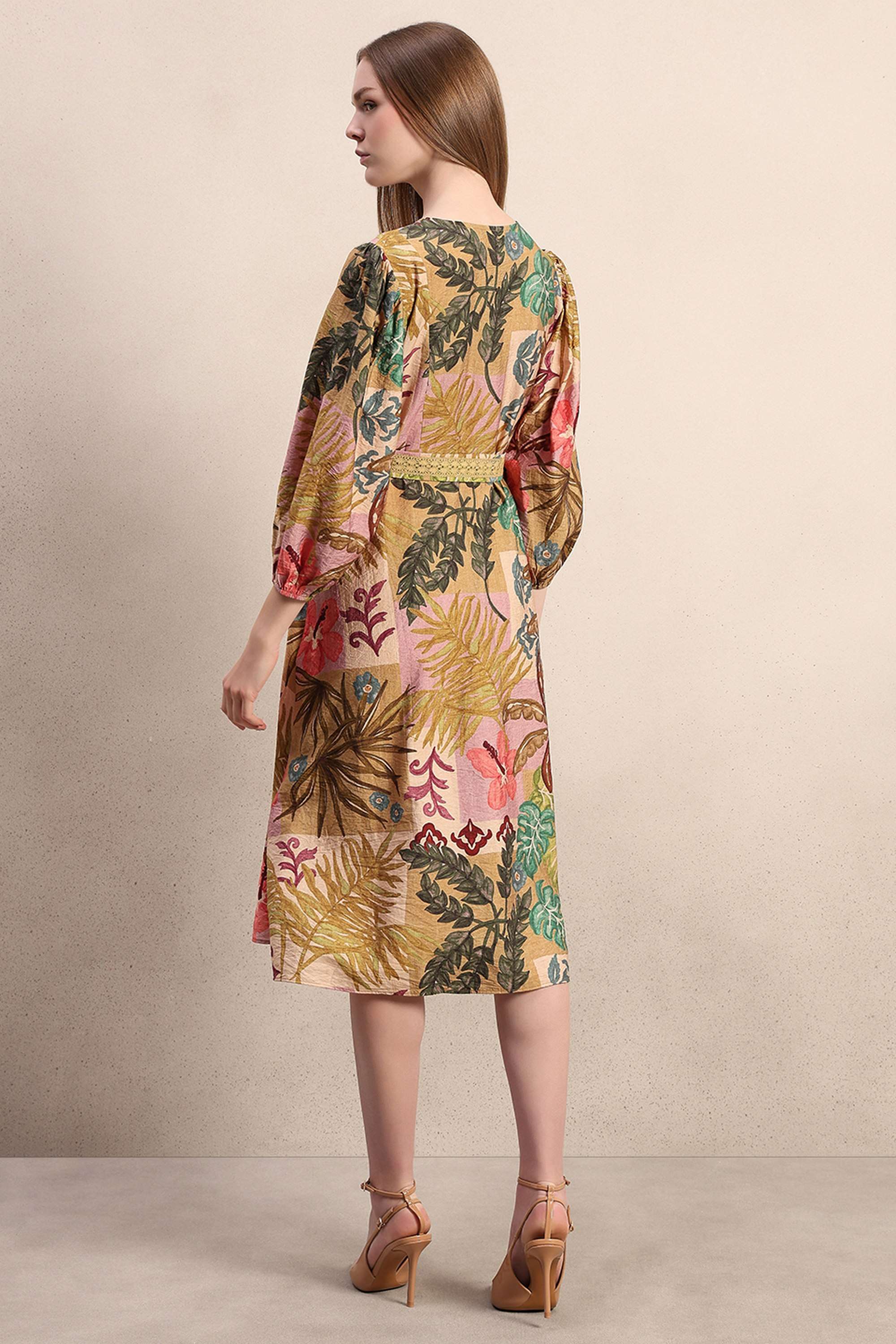Printed-V-Neck-Viscose-Women-s-Dress