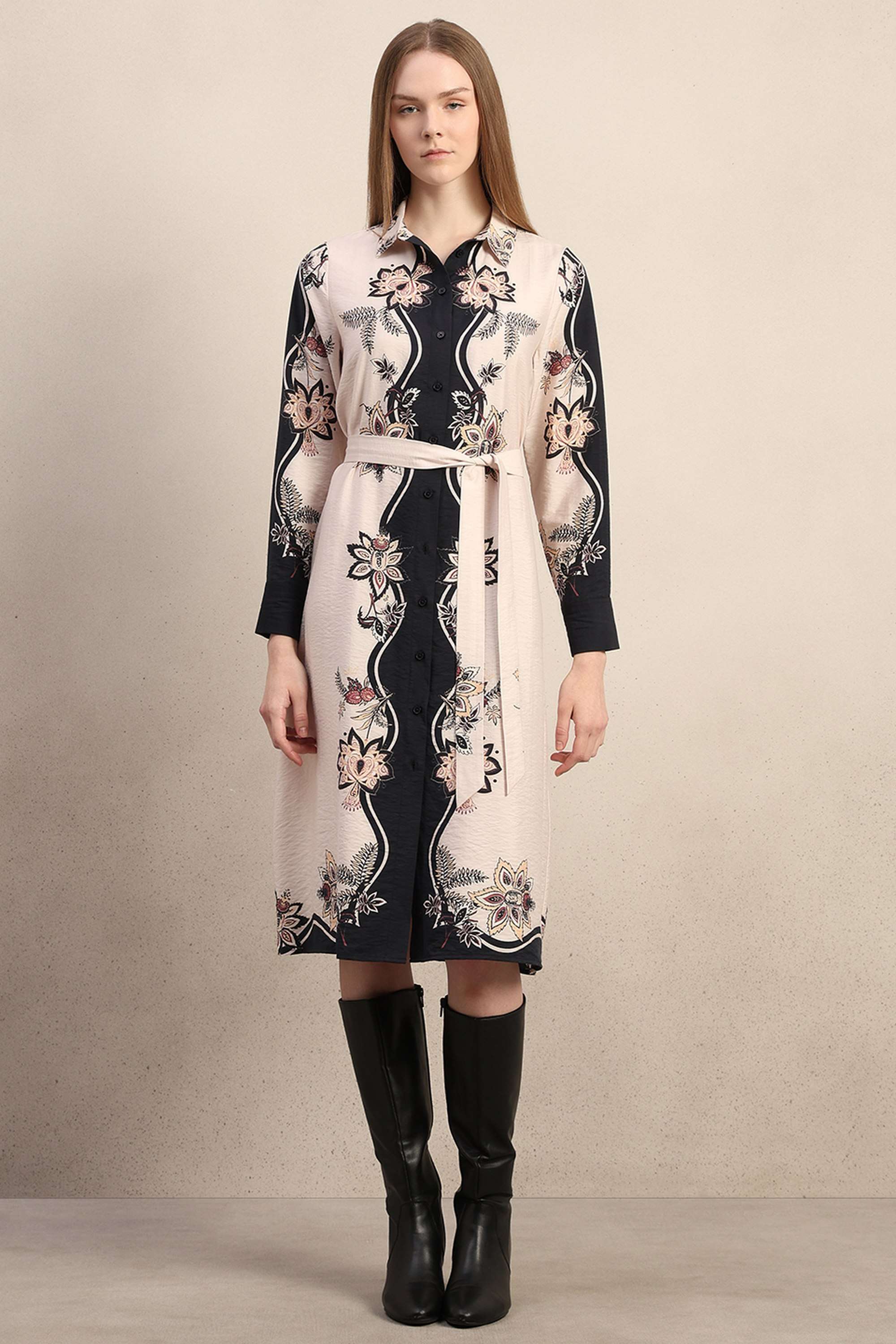 Printed-V-Neck-Viscose-Women-s-Dress