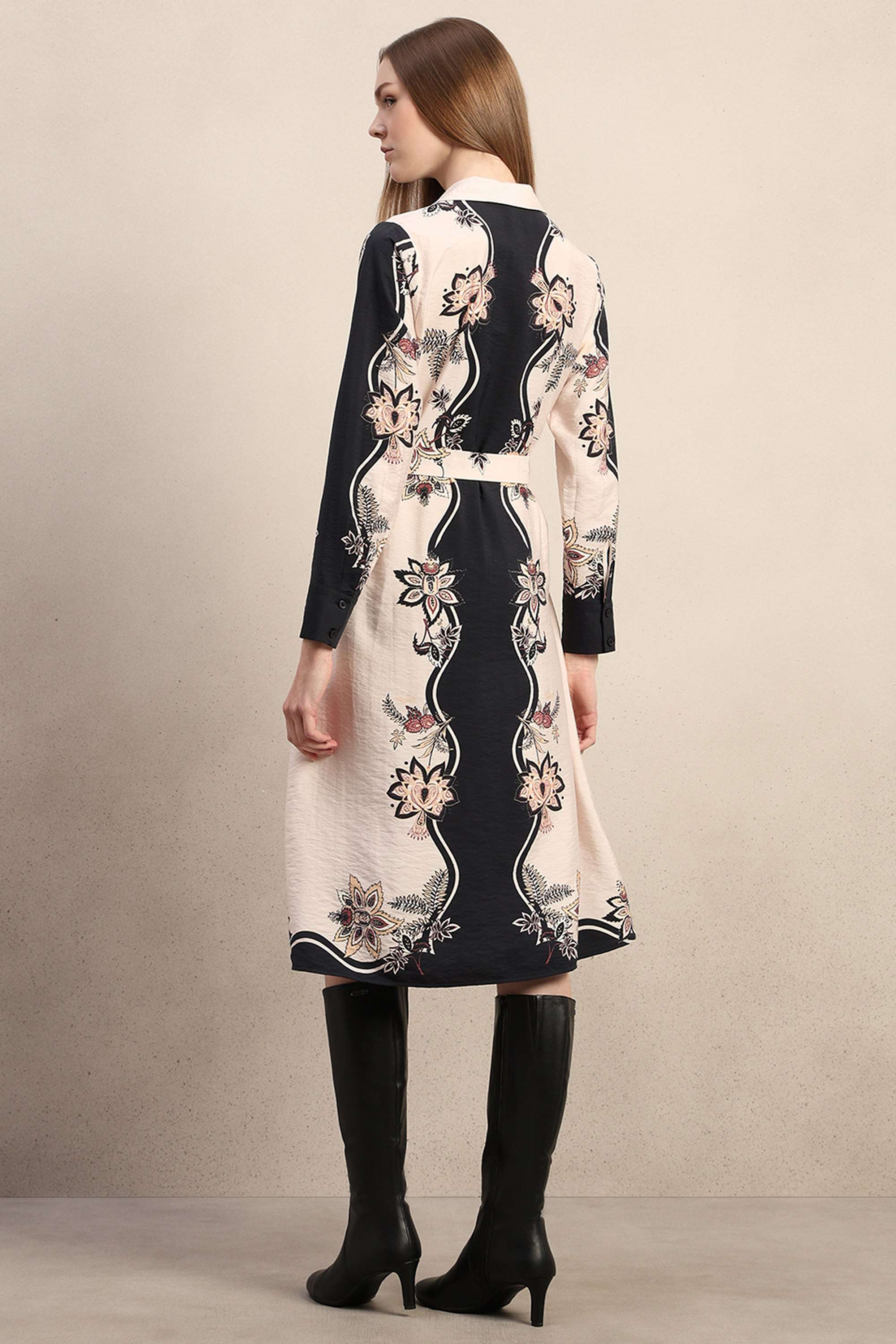 Printed-V-Neck-Viscose-Women-s-Dress
