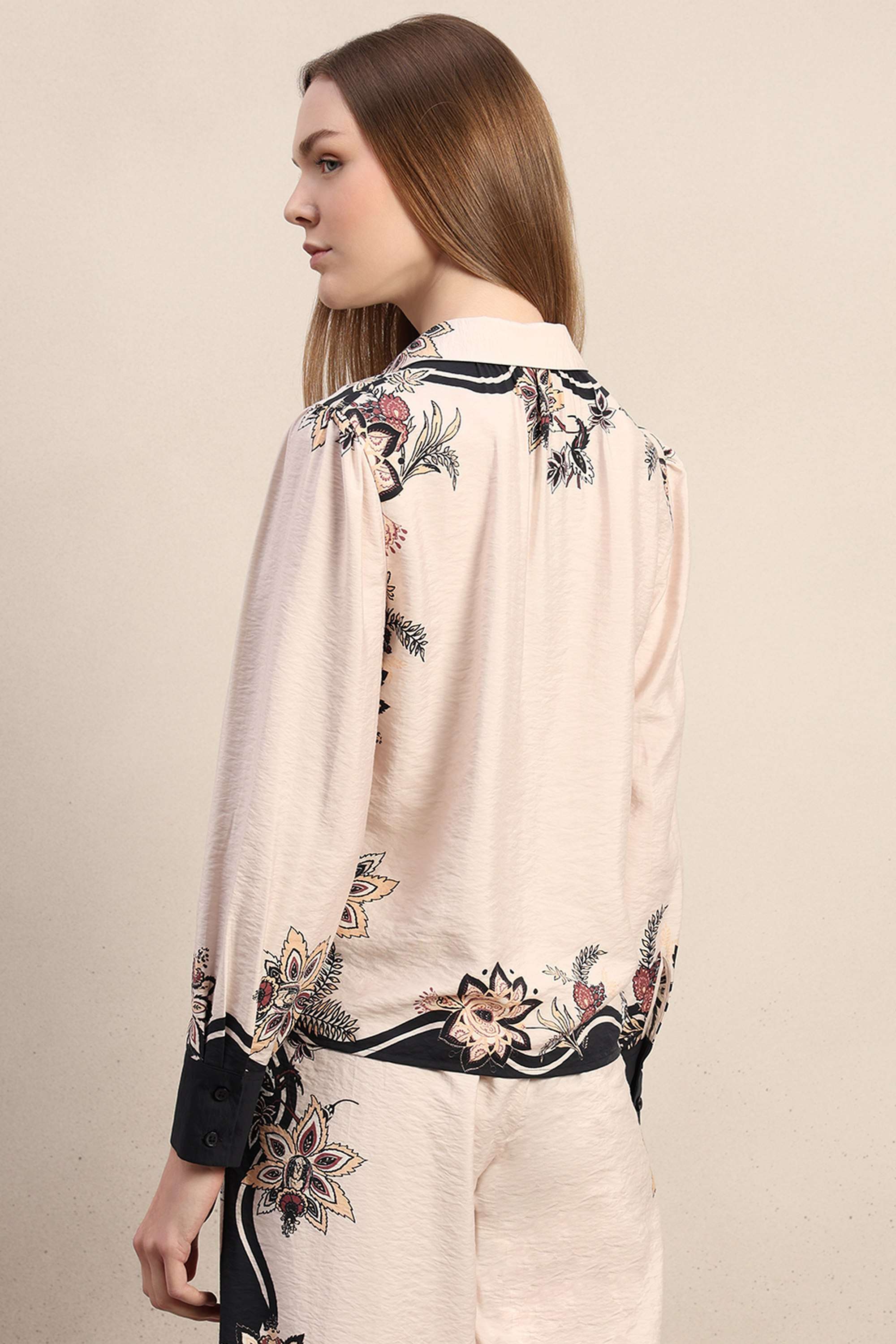 Printed-V-Neck-Viscose-Women-s-Casual-Wear-Shirt