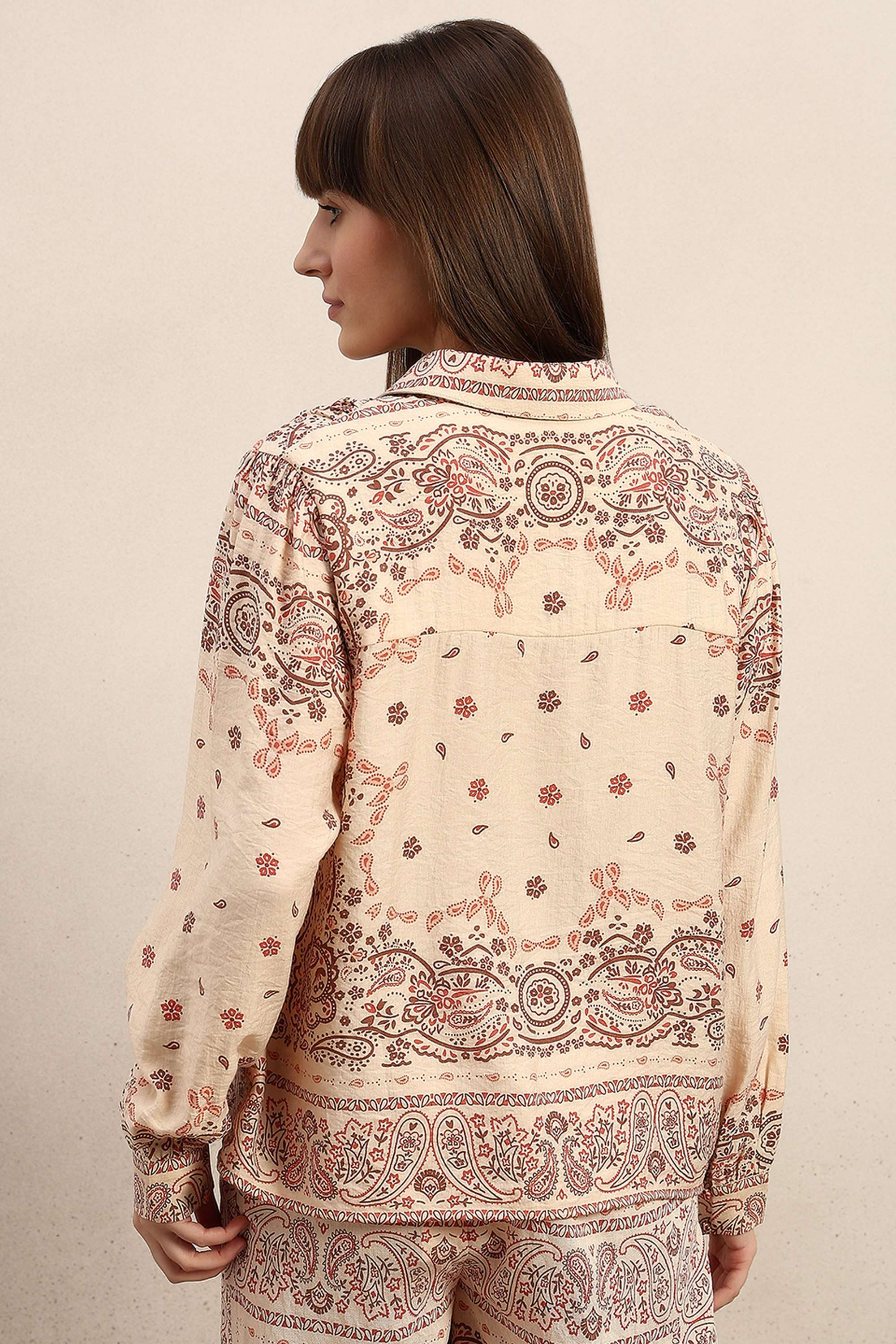 Printed-V-Neck-Viscose-Women-s-Casual-Wear-Shirt