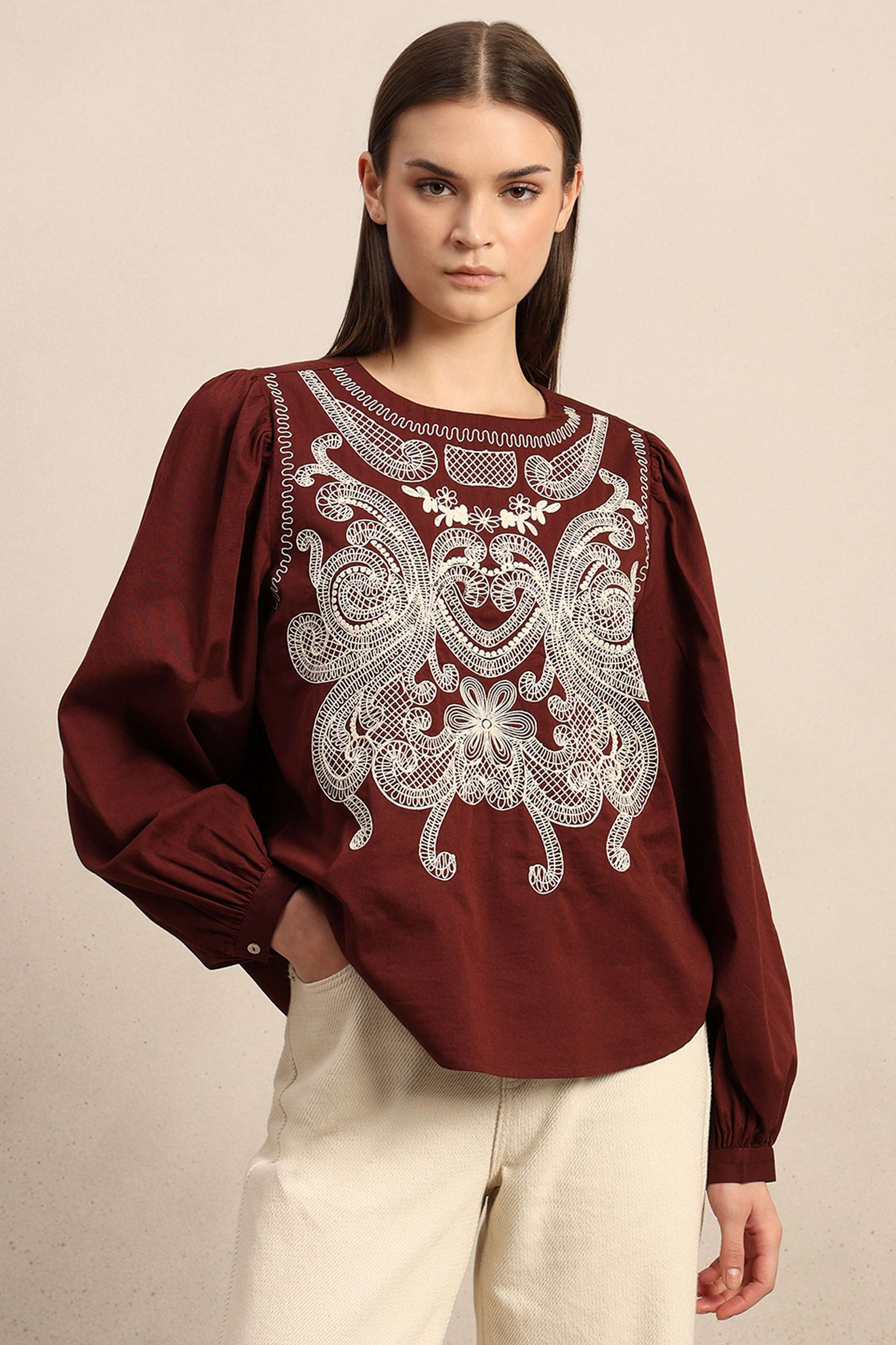 Printed-Viscose-Round-Neck-Women-s-Top