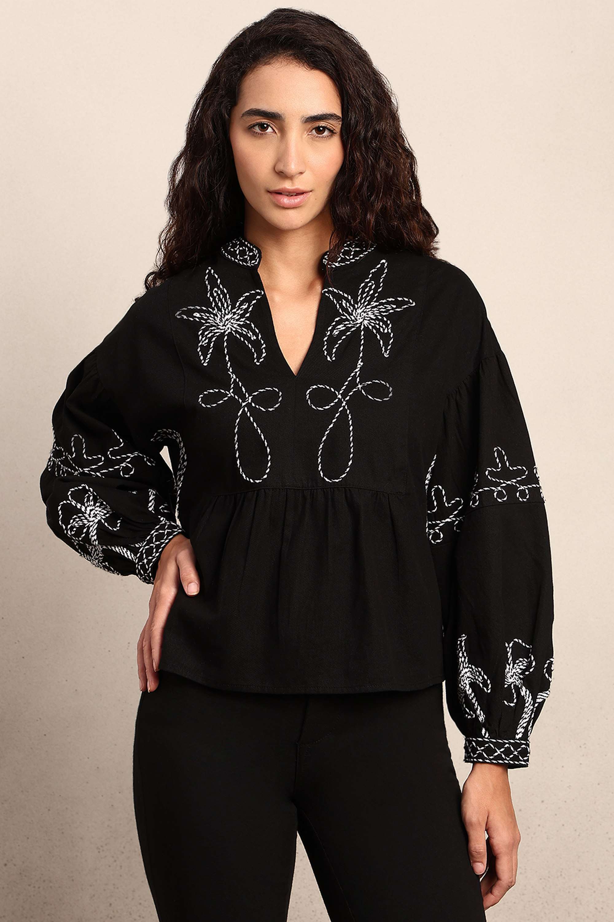 Solid-Cotton-Round-Neck-Women-s-Top