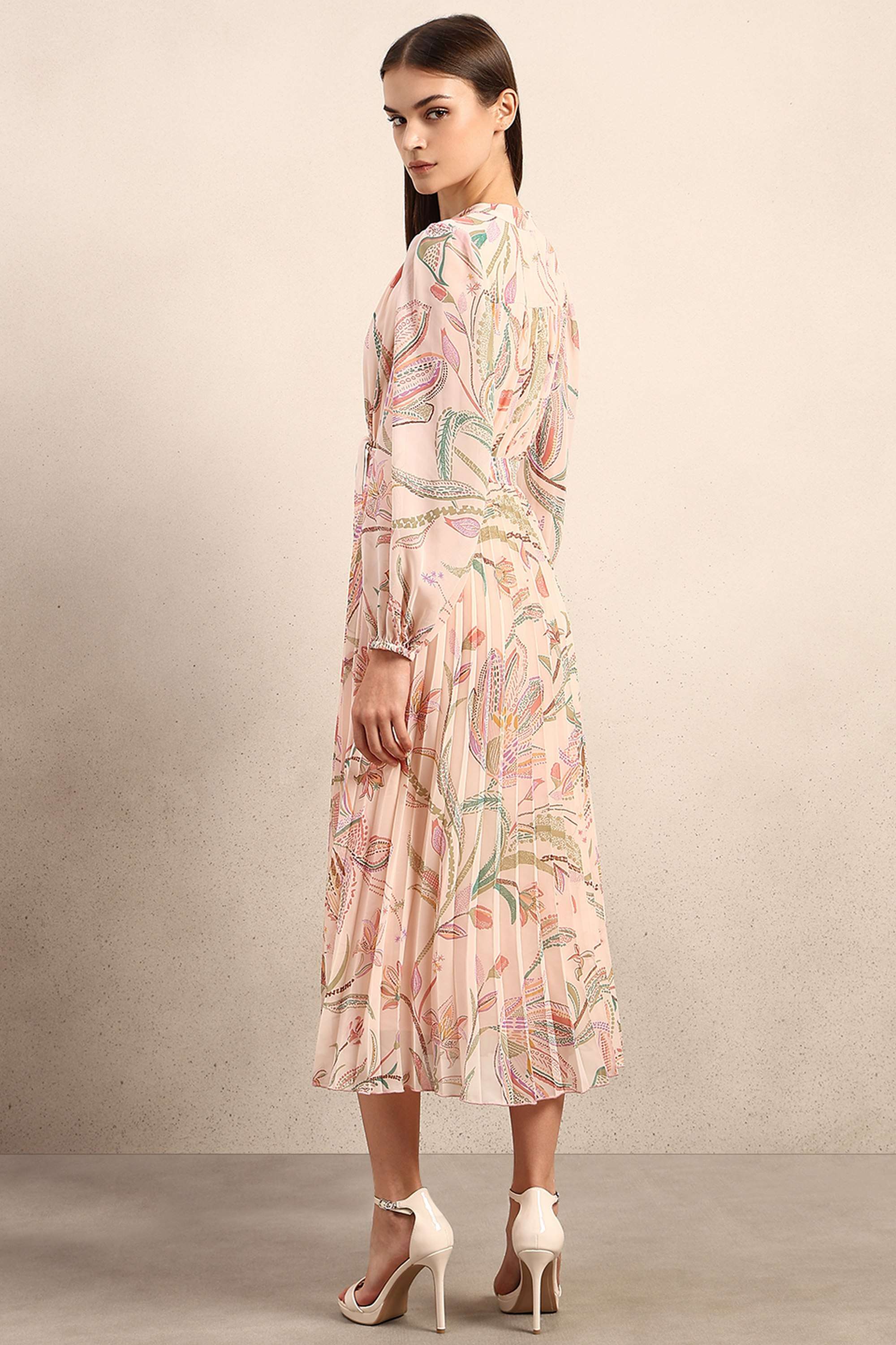 Printed-V-Neck-Polyester-Women-s-Dress