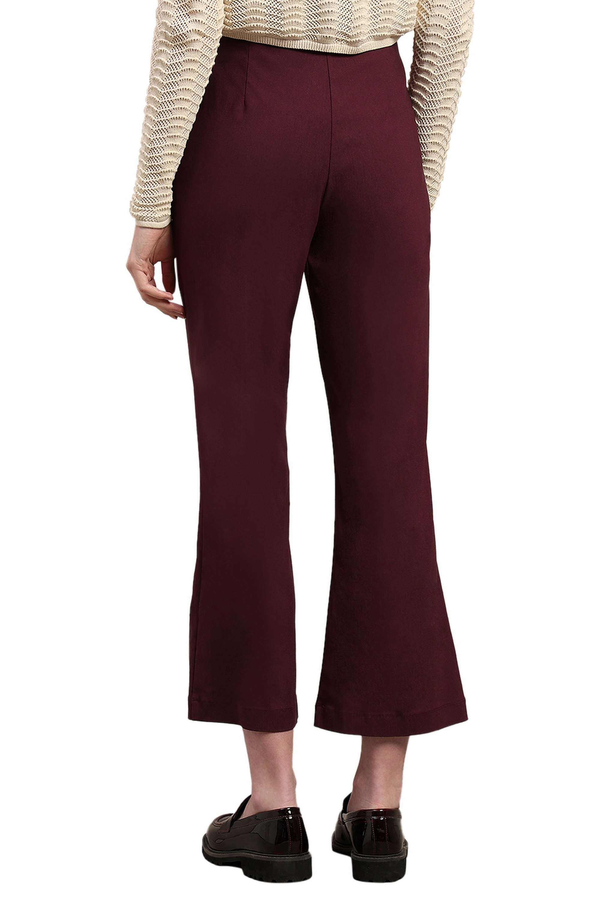 Solid-Blended-Fabric-Regular-Fit-Women-s-Pants