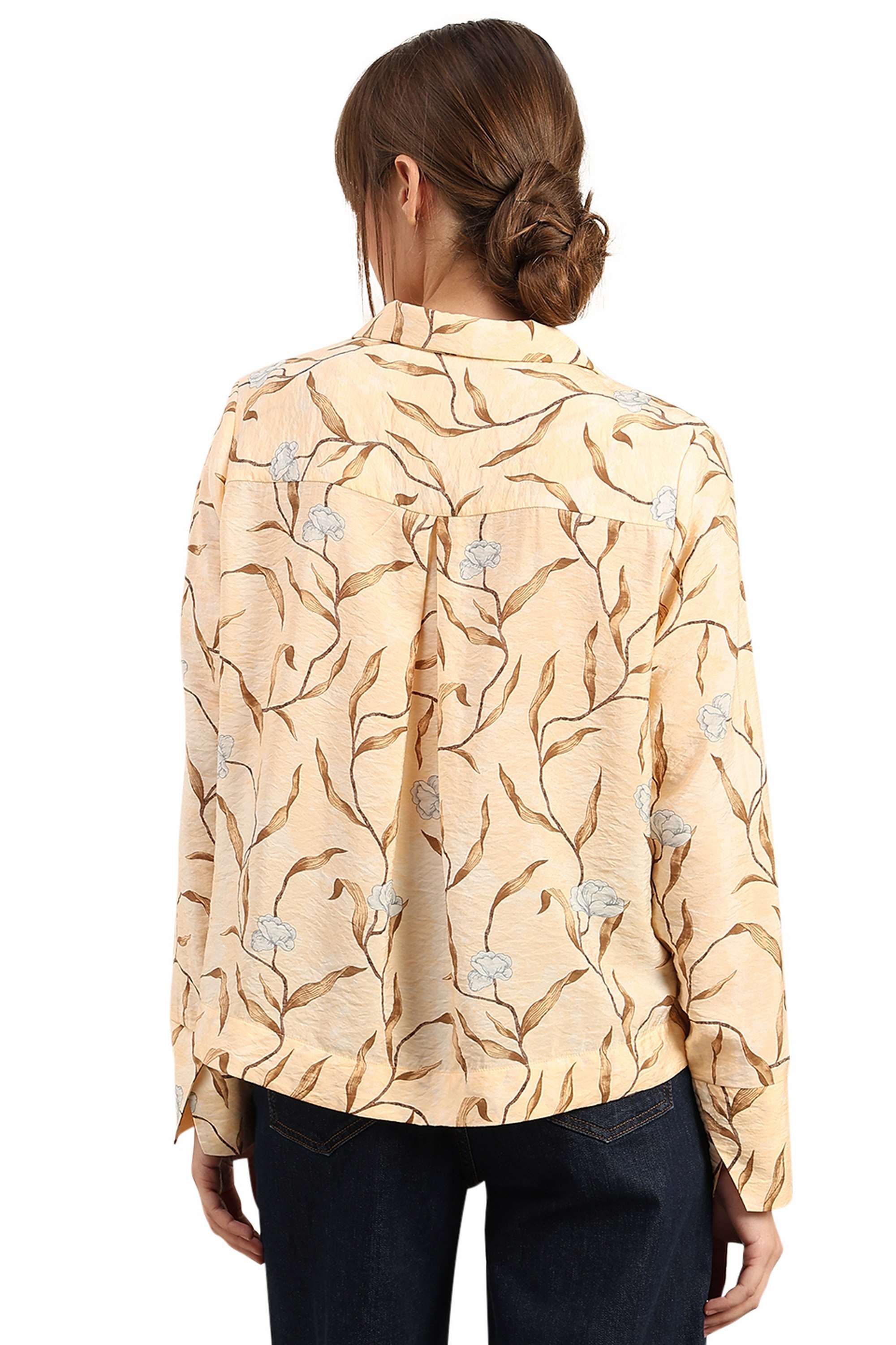 Printed-V-Neck-Viscose-Women-Casual-Wear-Shirt