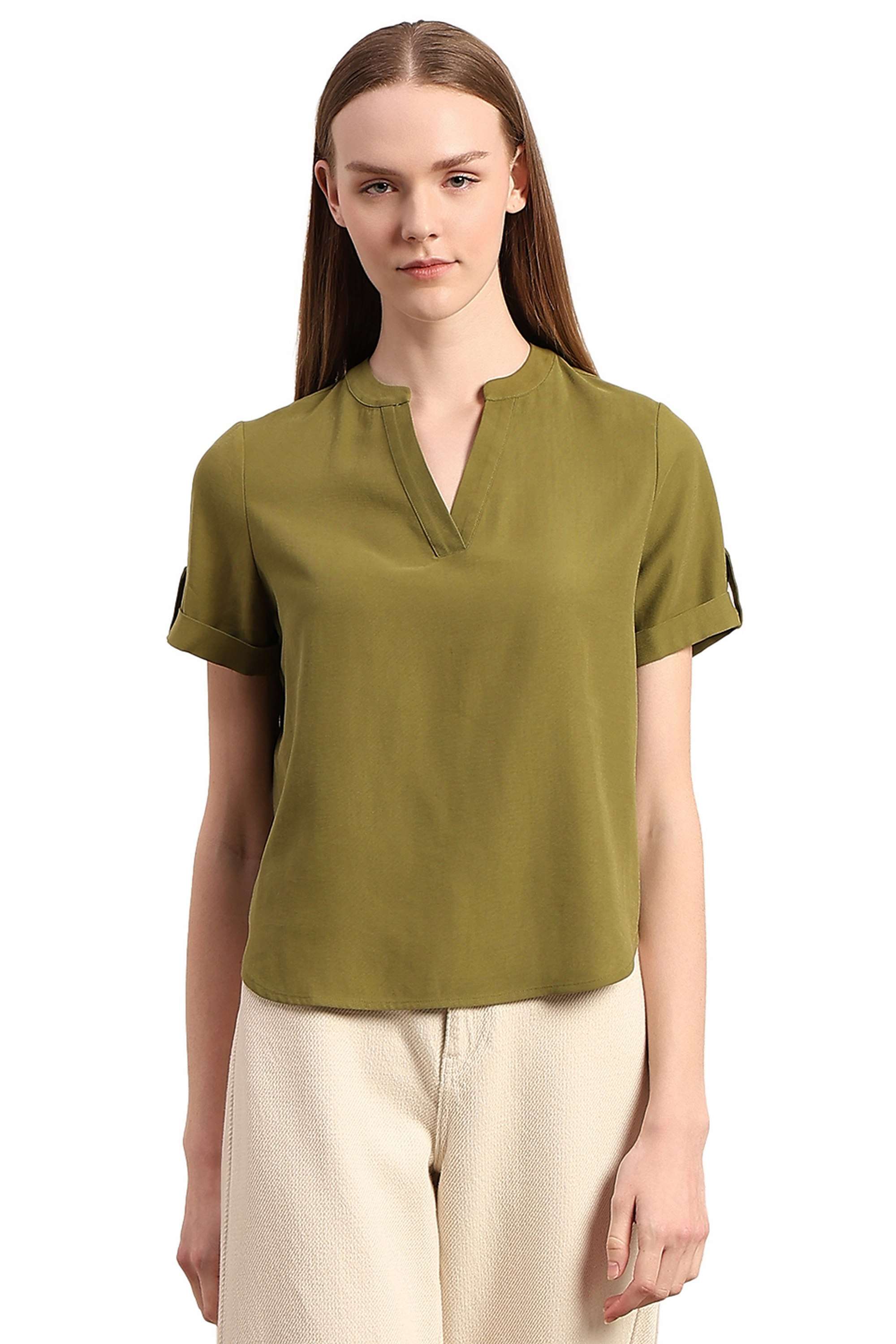 Solid-Blended-Fabric-Regular-Fit-Women-s-Top