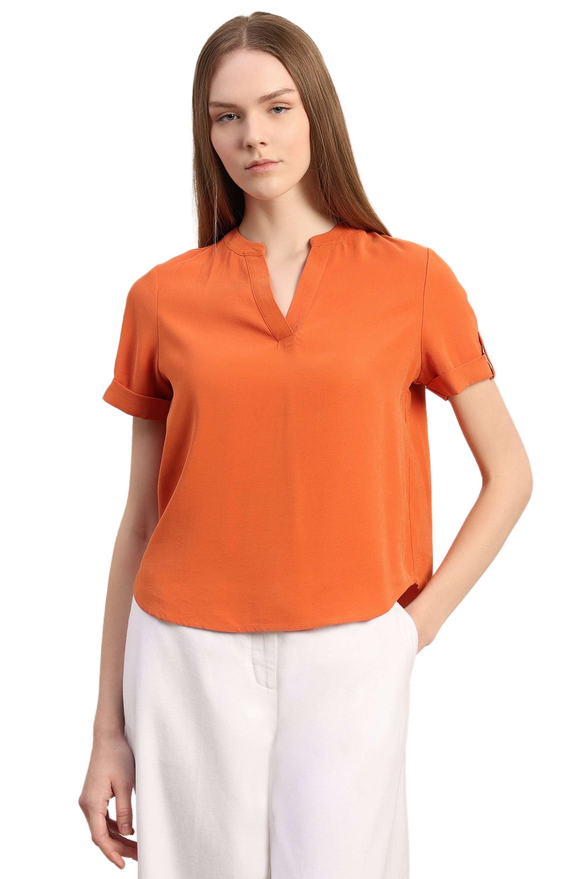 Solid-Blended-Fabric-Regular-Fit-Women-s-Top