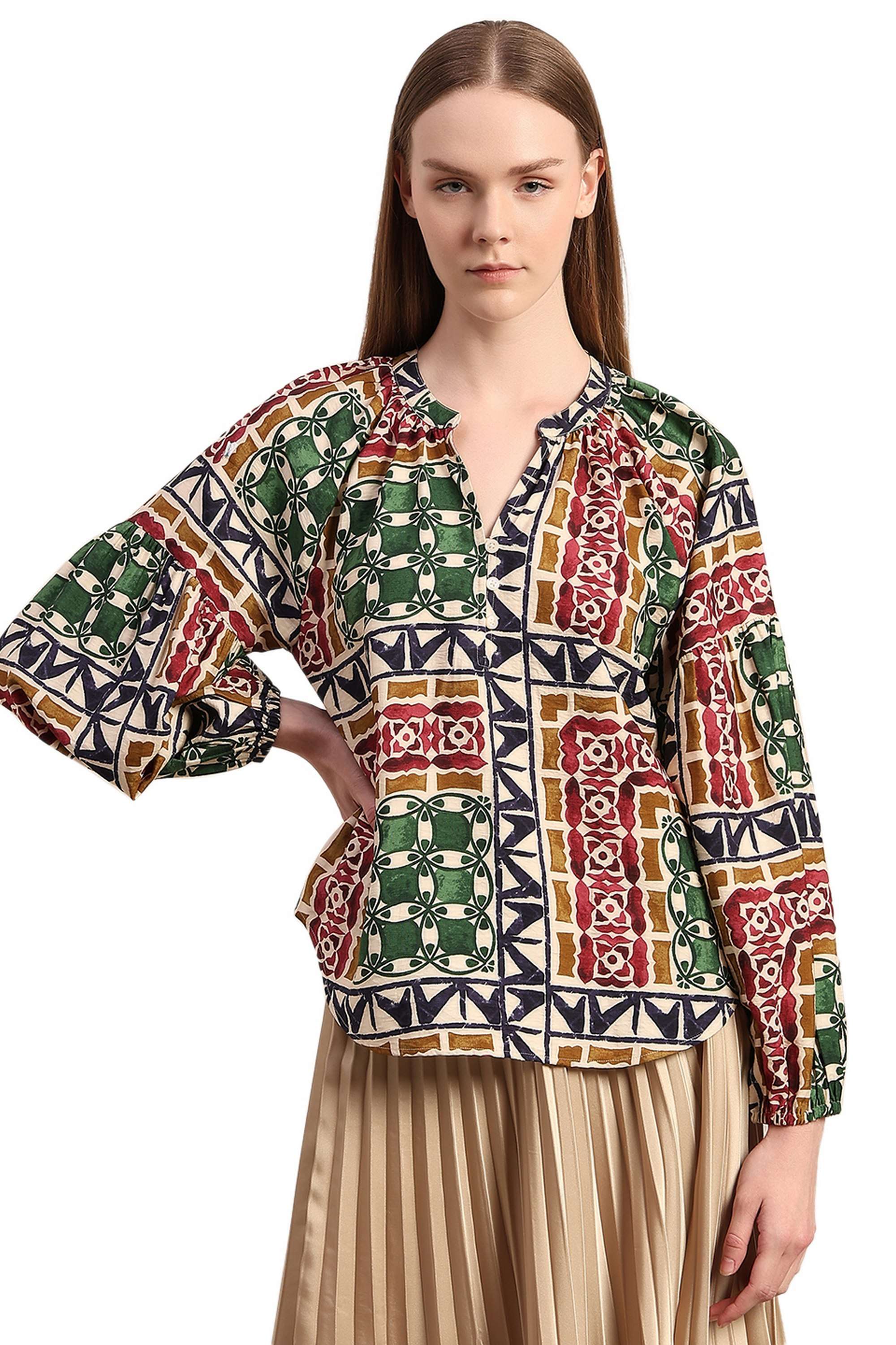 Printed-Viscose-Regular-Fit-Women-s-Top