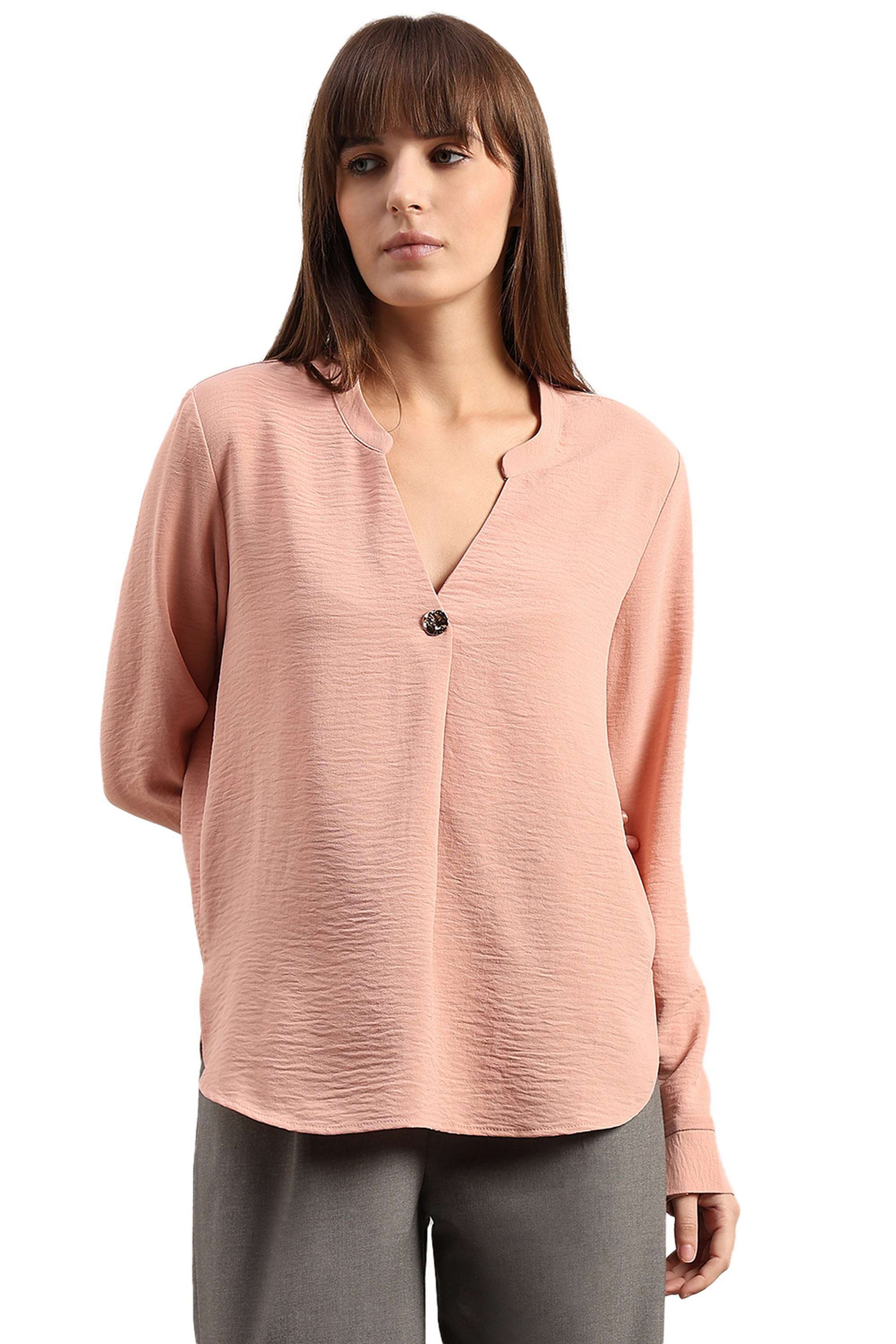 Solid-Blended-Fabric-Regular-Fit-Women-s-Top