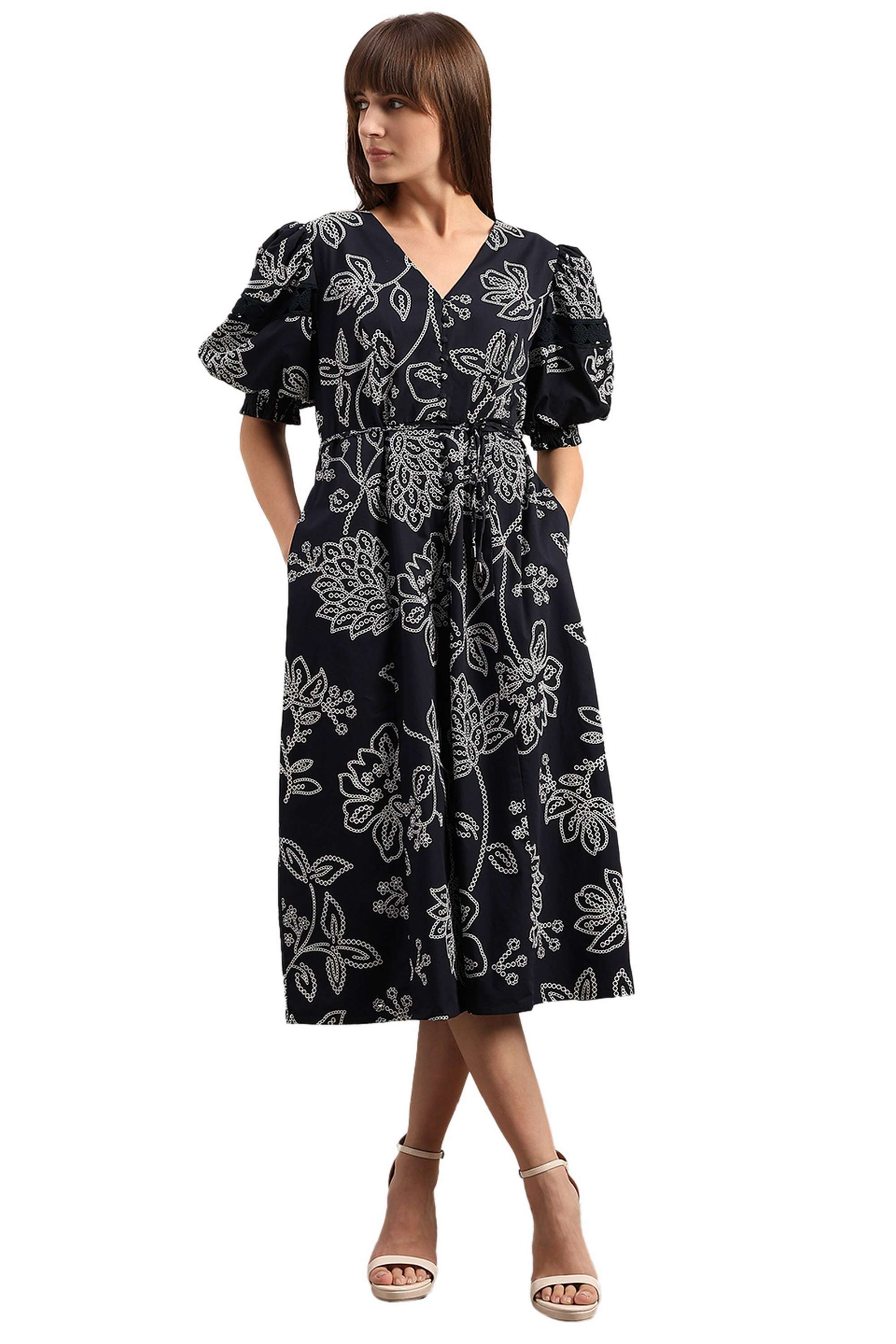 Solid-Blended-Fabric-Regular-Fit-Women-s-Dress