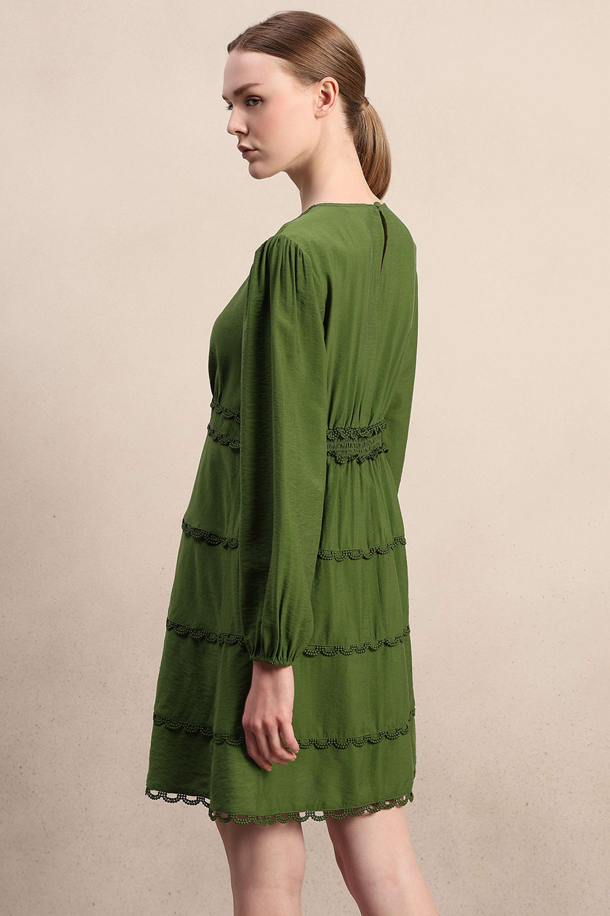 Solid-V-Neck-Viscose-Women-s-Dress