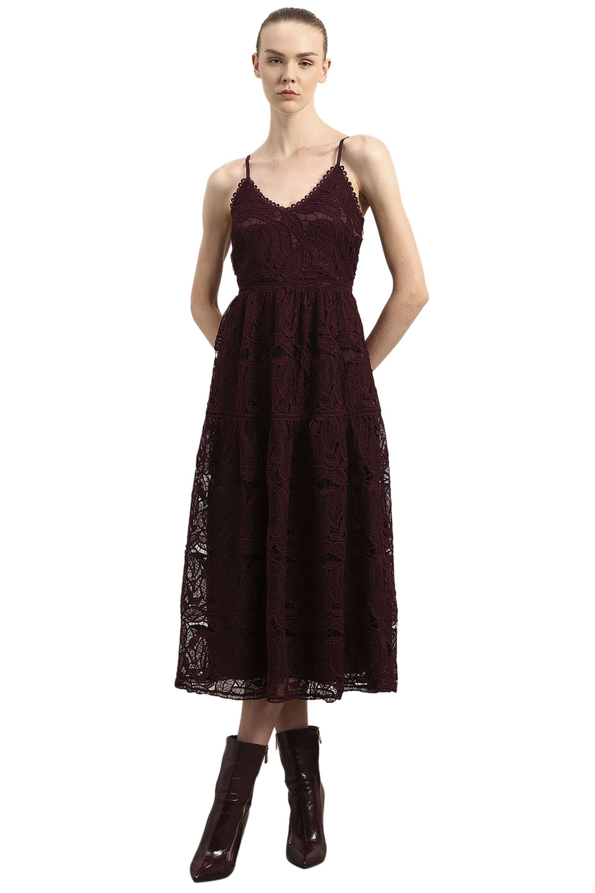 Solid-Blended-Fabric-Regular-Fit-Women-s-Dress