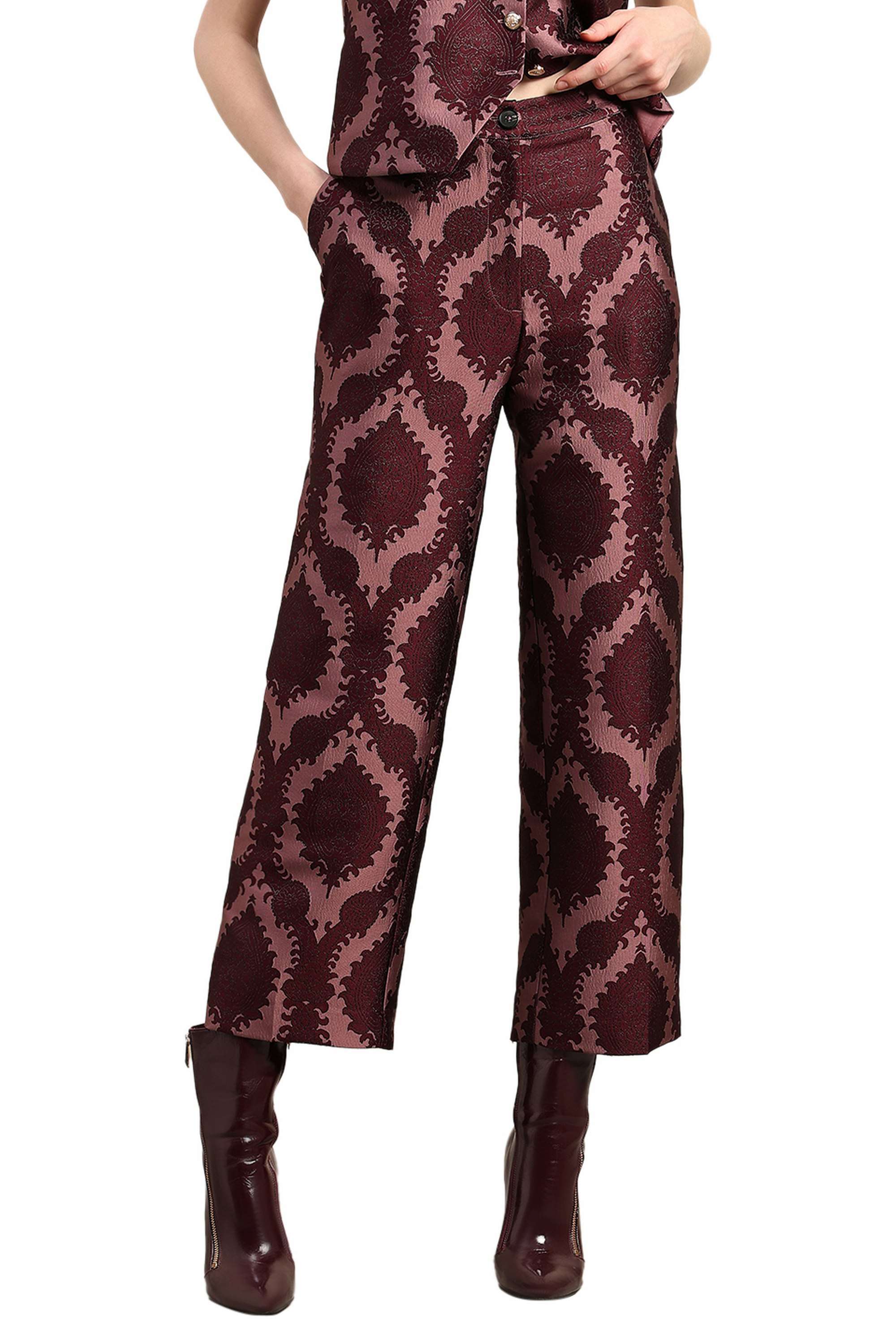 Solid-Blended-Fabric-Regular-Fit-Women-s-Pants