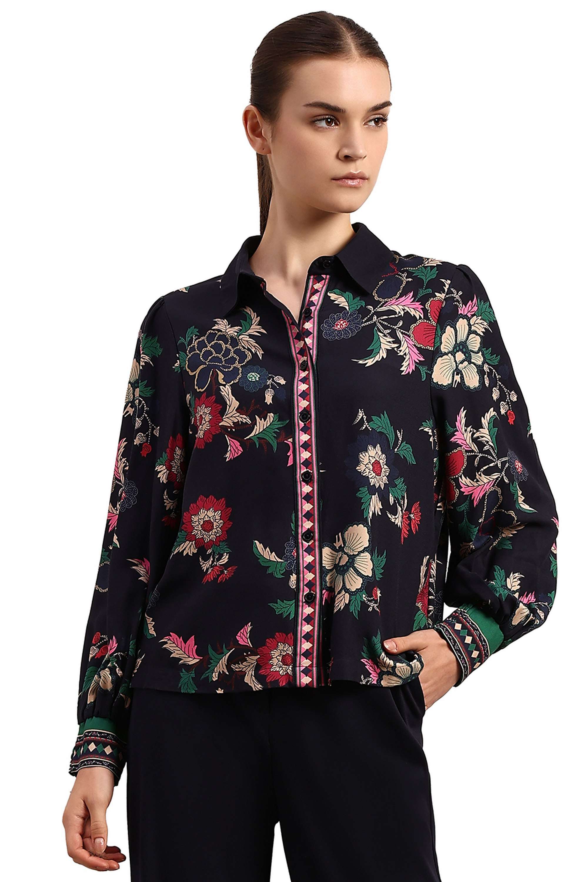 Solid-Blended-Fabric-Regular-Fit-Women-s-Shirt