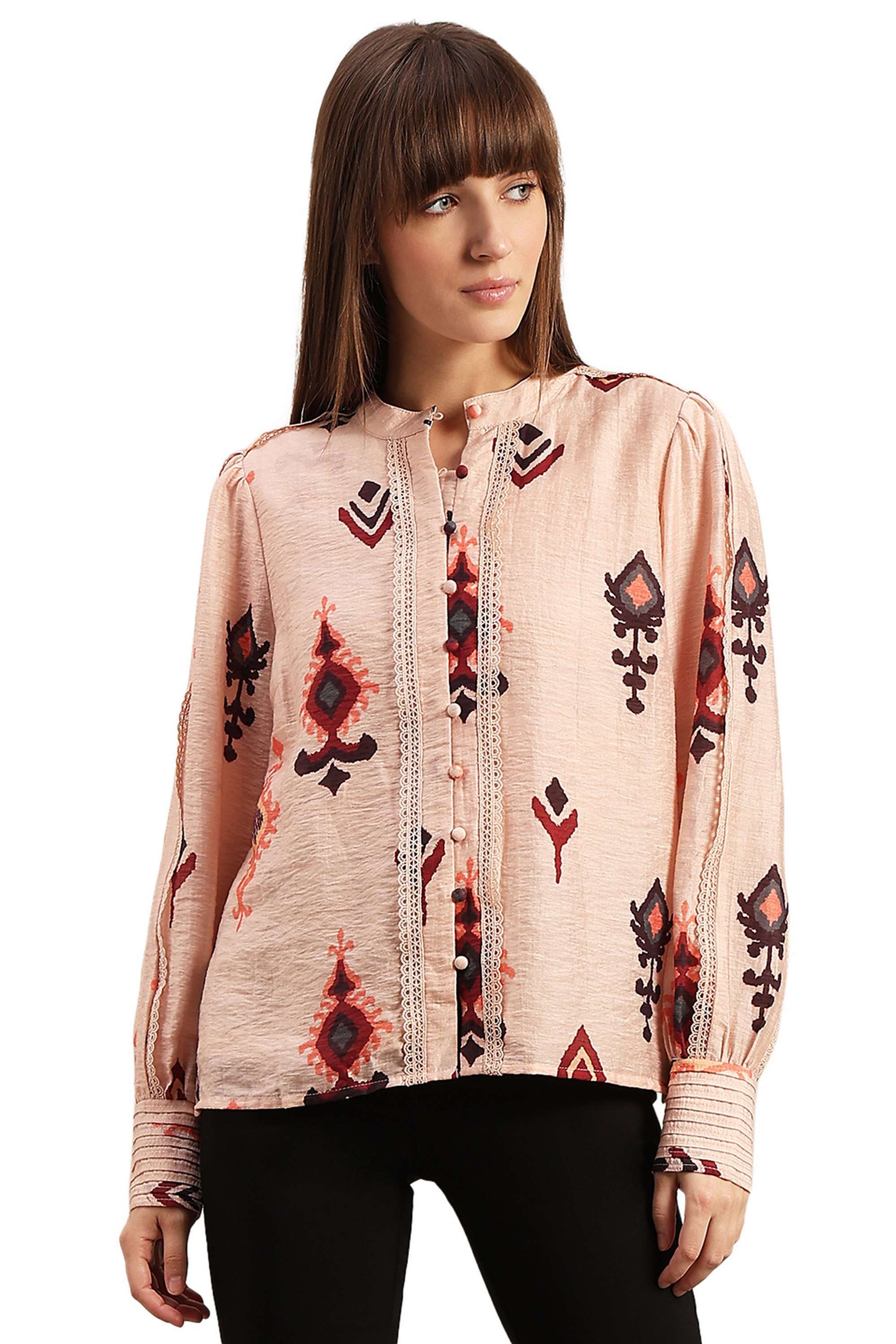 Solid-Blended-Fabric-Regular-Fit-Women-s-Shirt